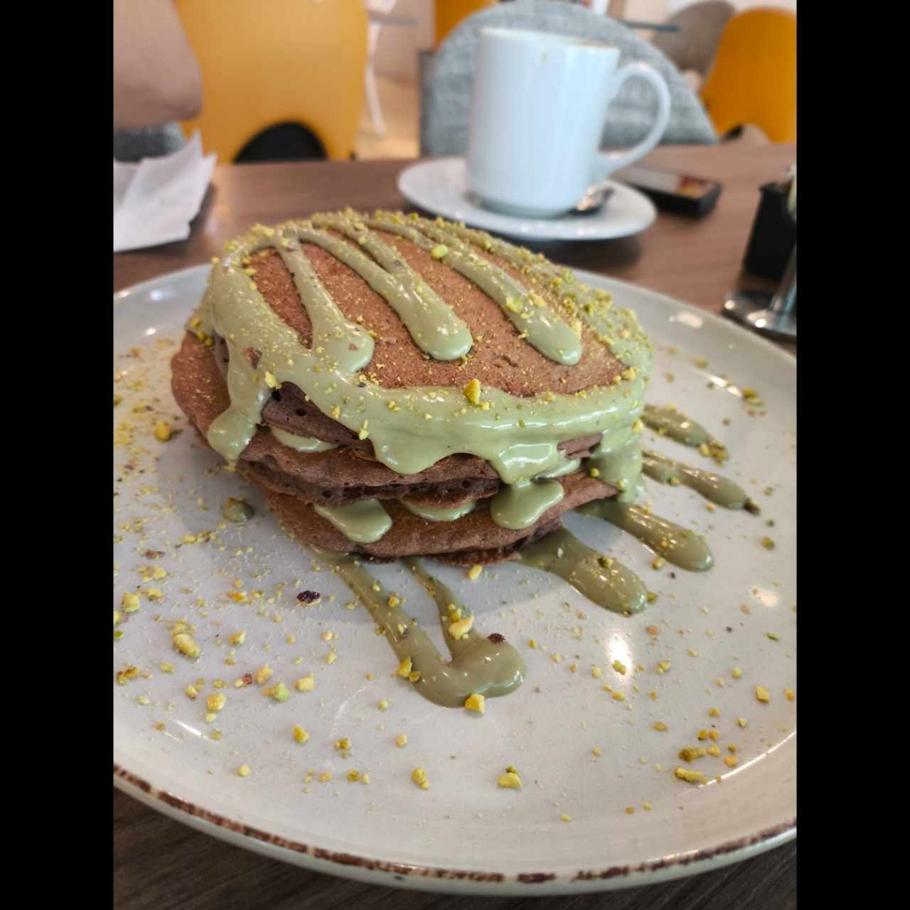 pancakes de Chocolate y Pistachio