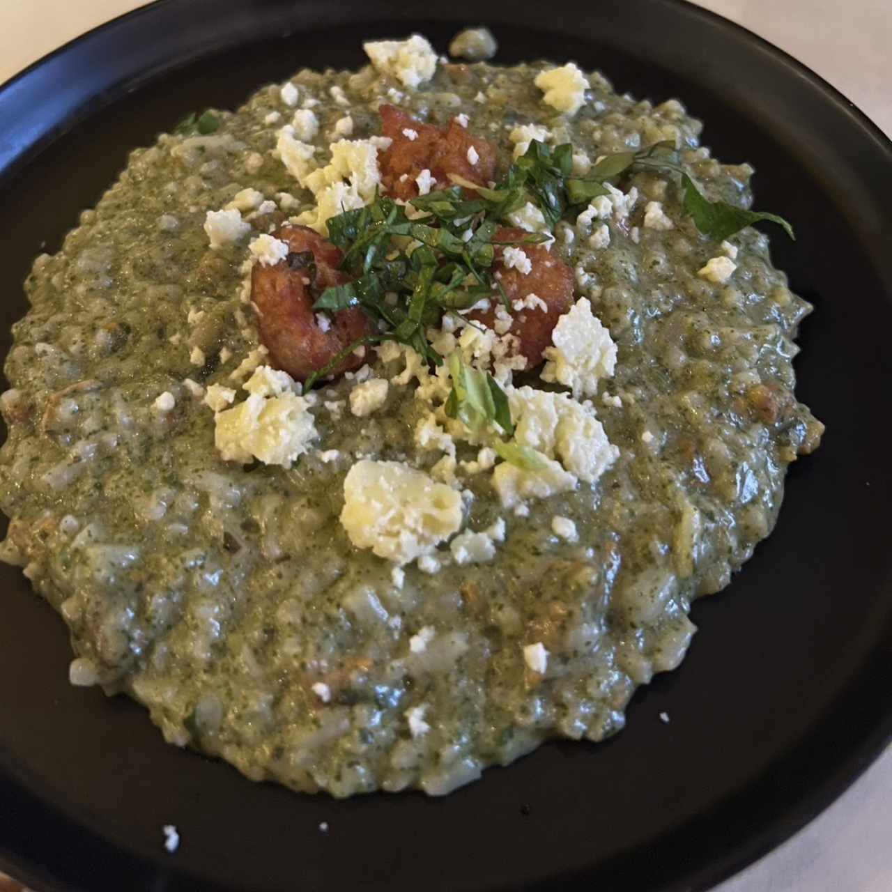 Risoto de culantro con chorizo tableño