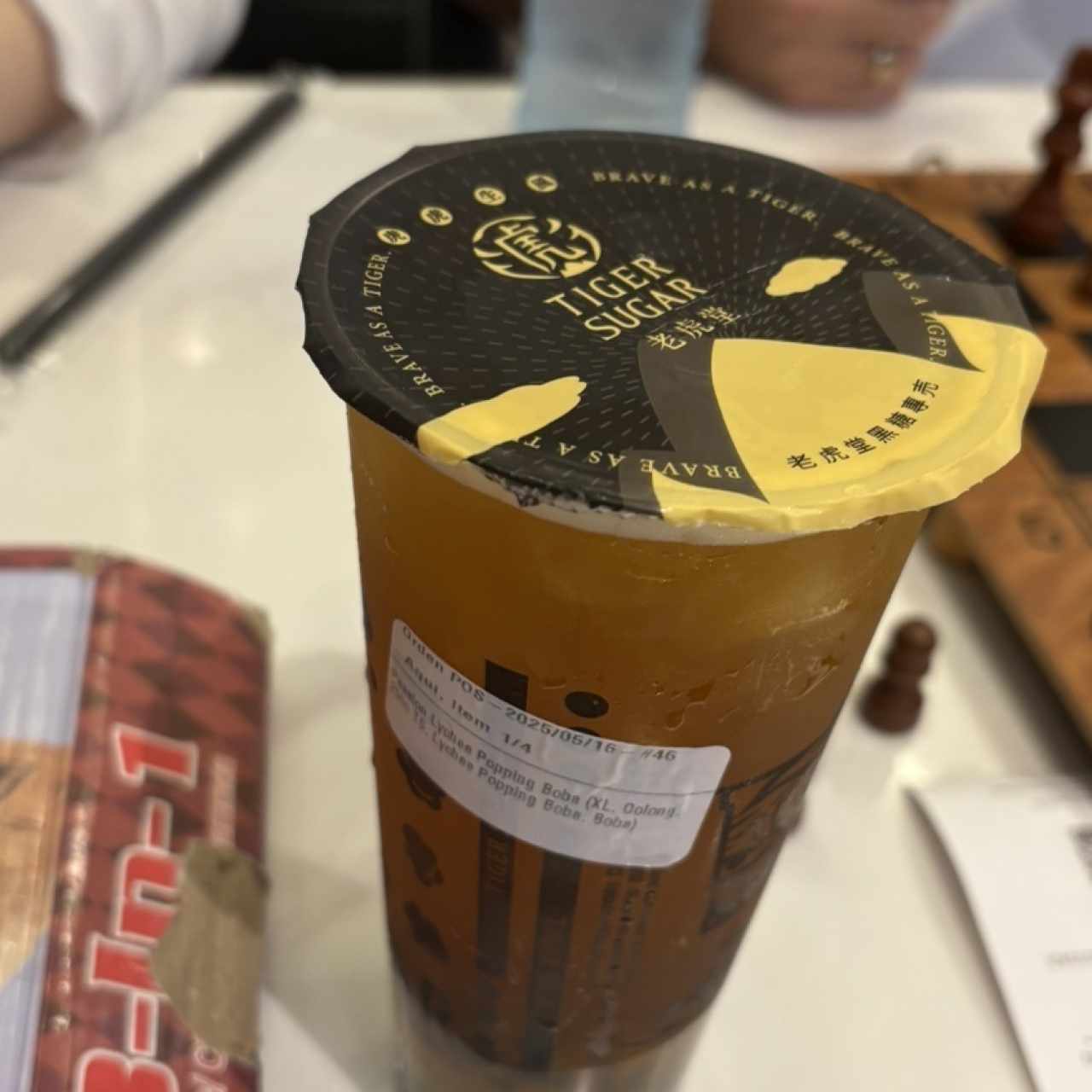 Passion Fruit Lychee Popping Boba with Black Sugar Boba
