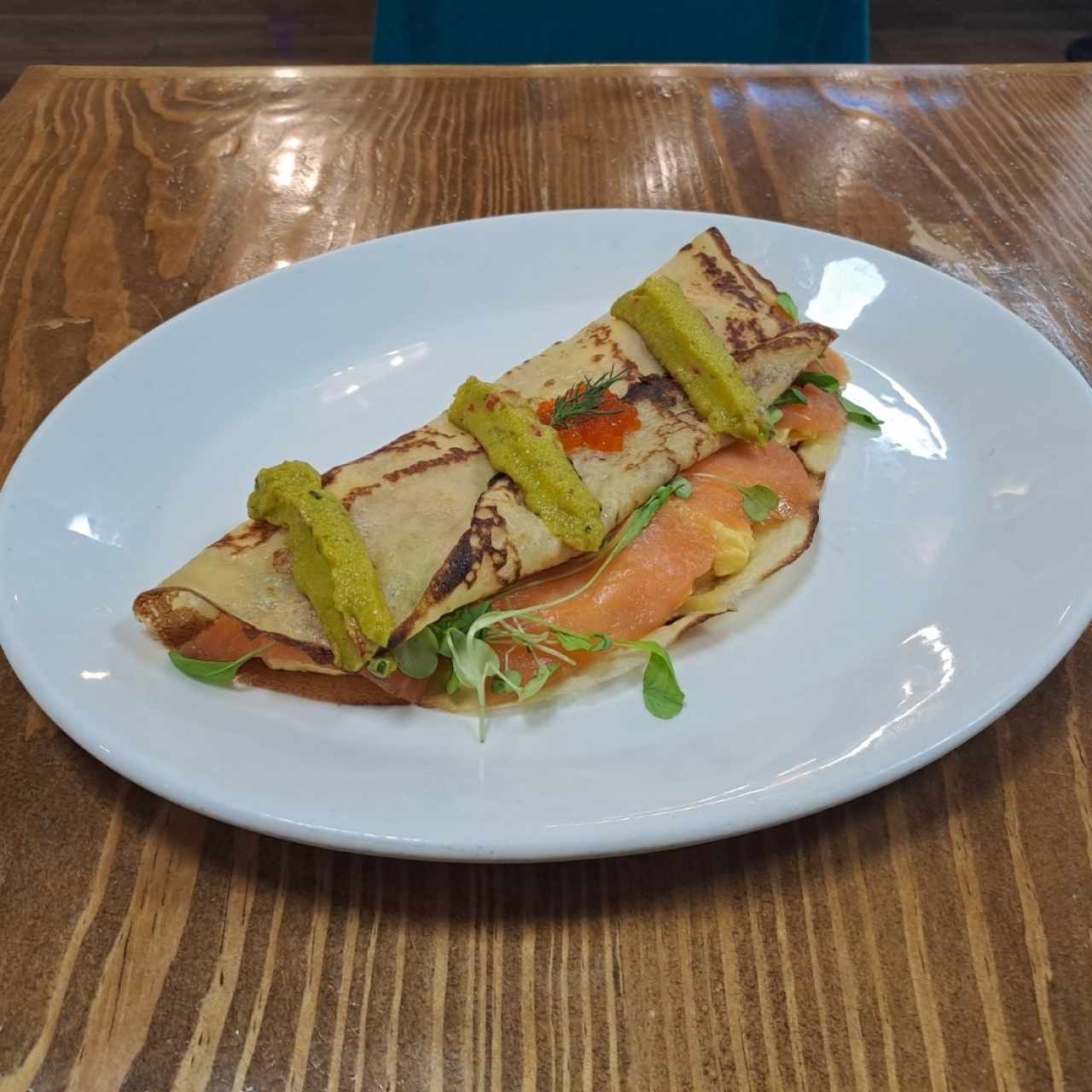 Crepe de salmón ahumado