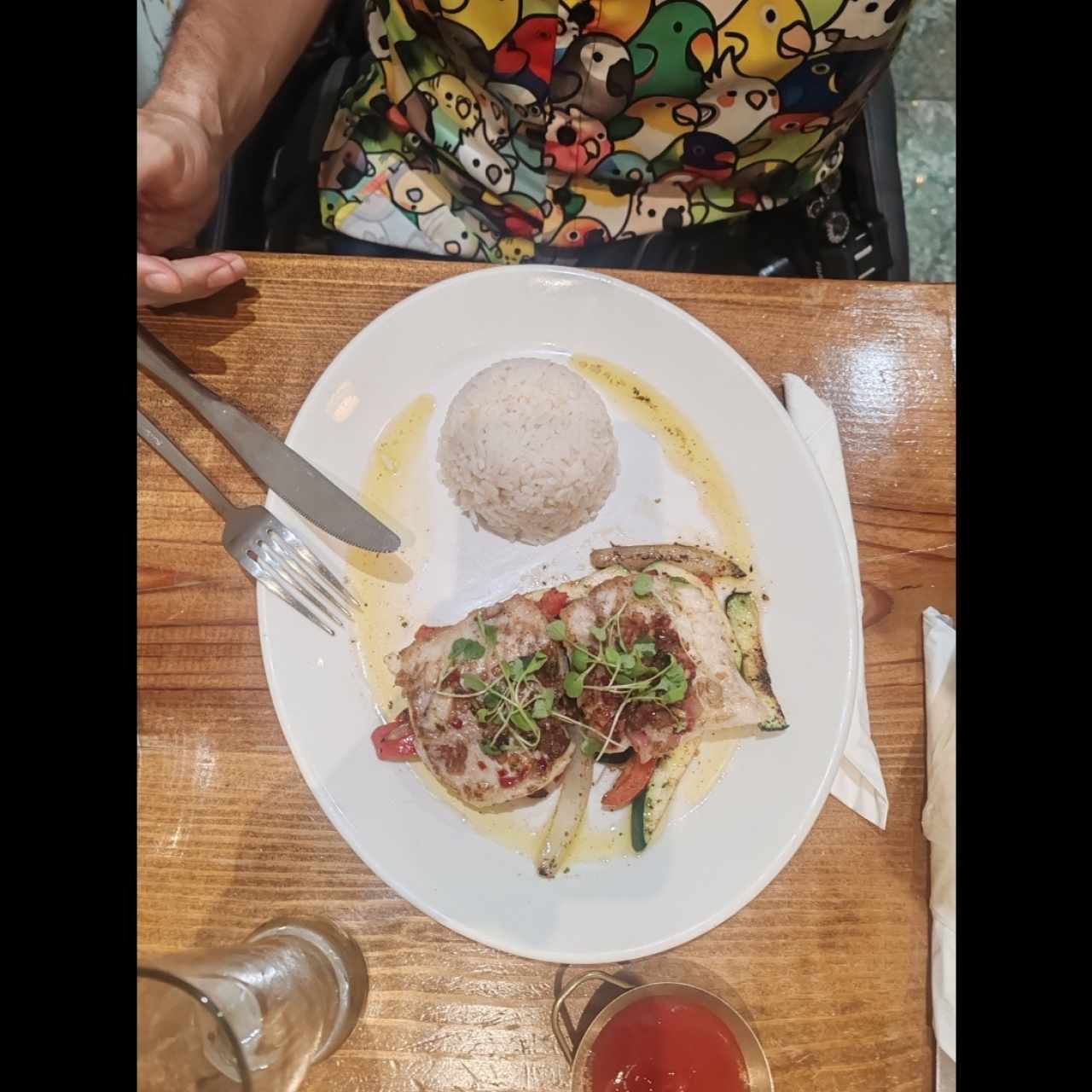 Pescado a la plancha con arroz