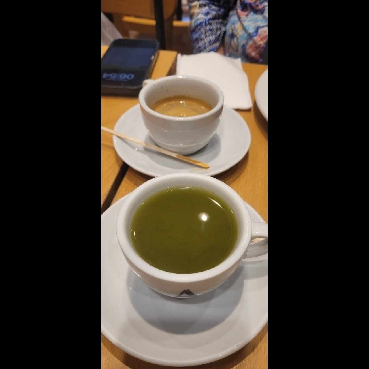 Te sencha japones y café expreso doble 