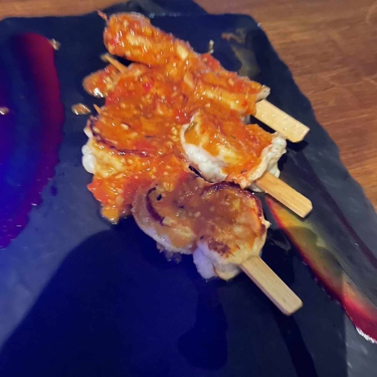 Brochetas de camarones 