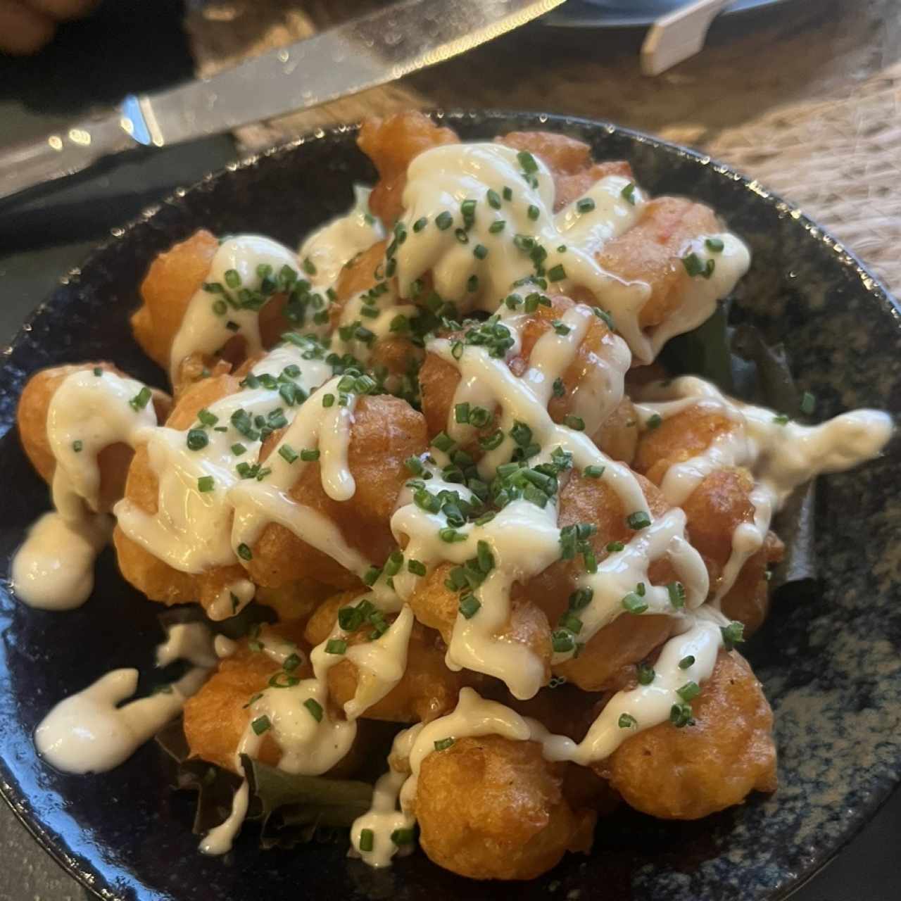 Camarones en Tempura,Alioli Picante