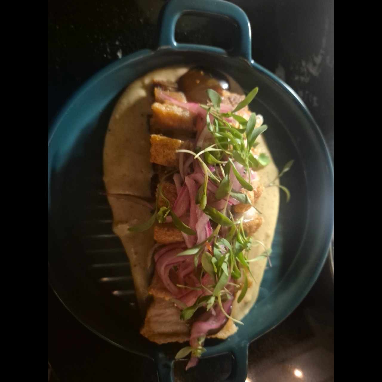 pork belly con puré