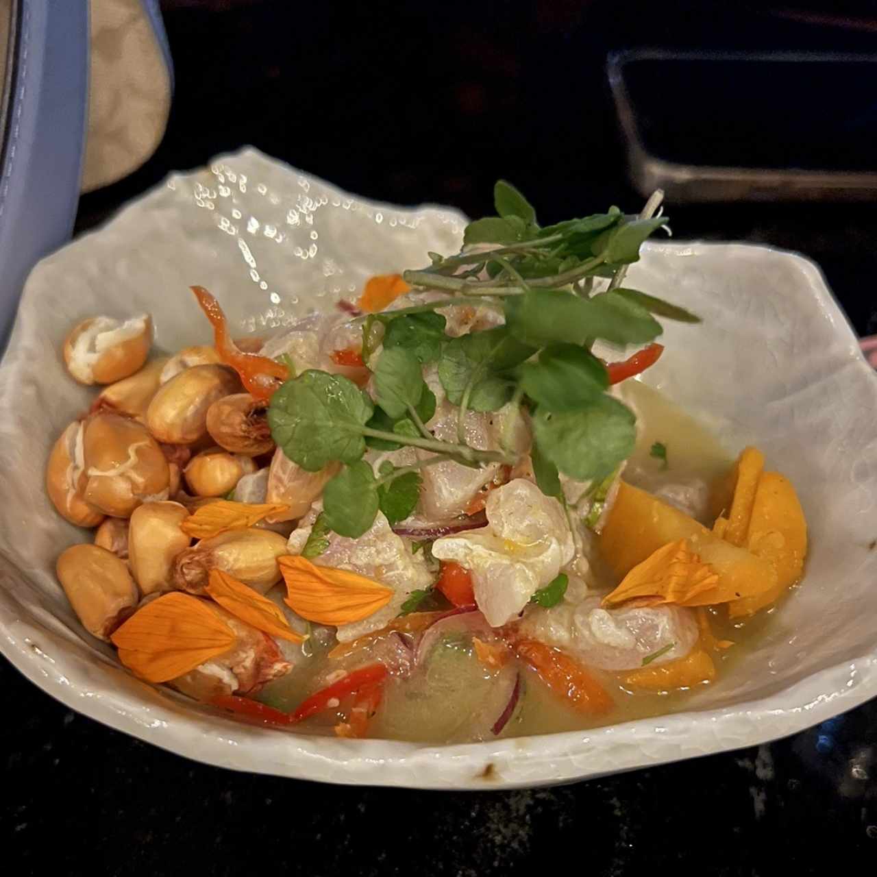 Ceviche de corvin Pixbae,Maracuyá
