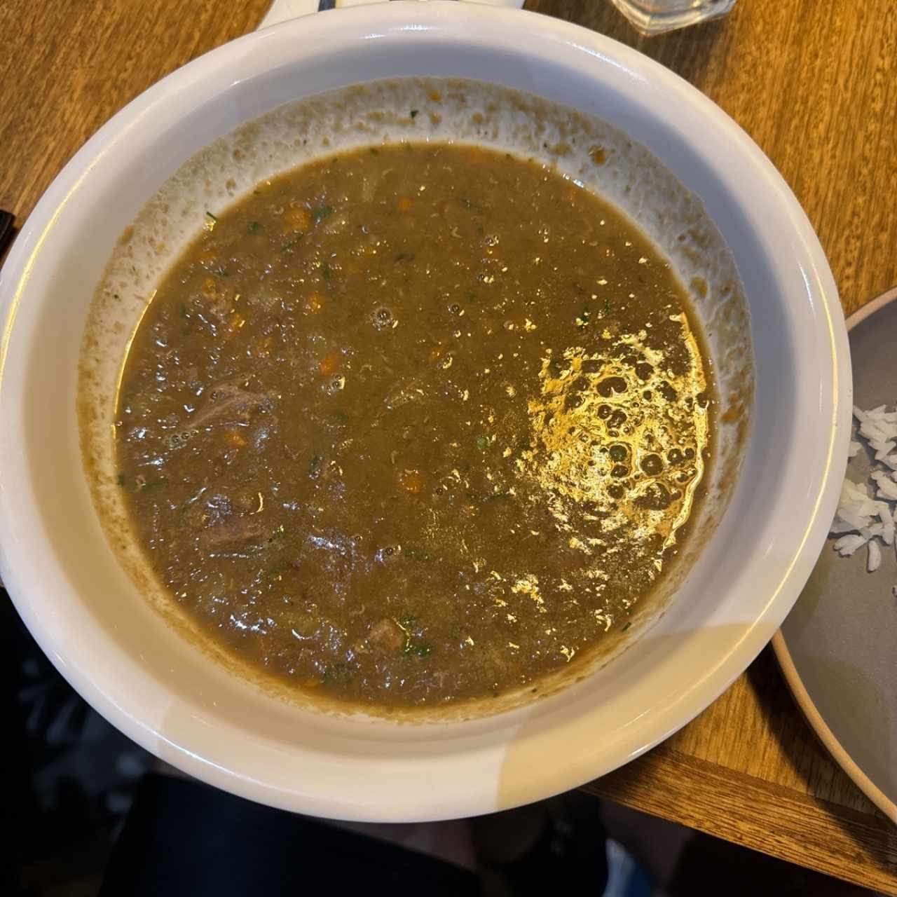 Crema de lentejas con carne de res