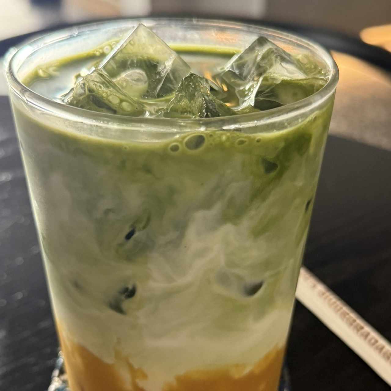 Mango matcha latte