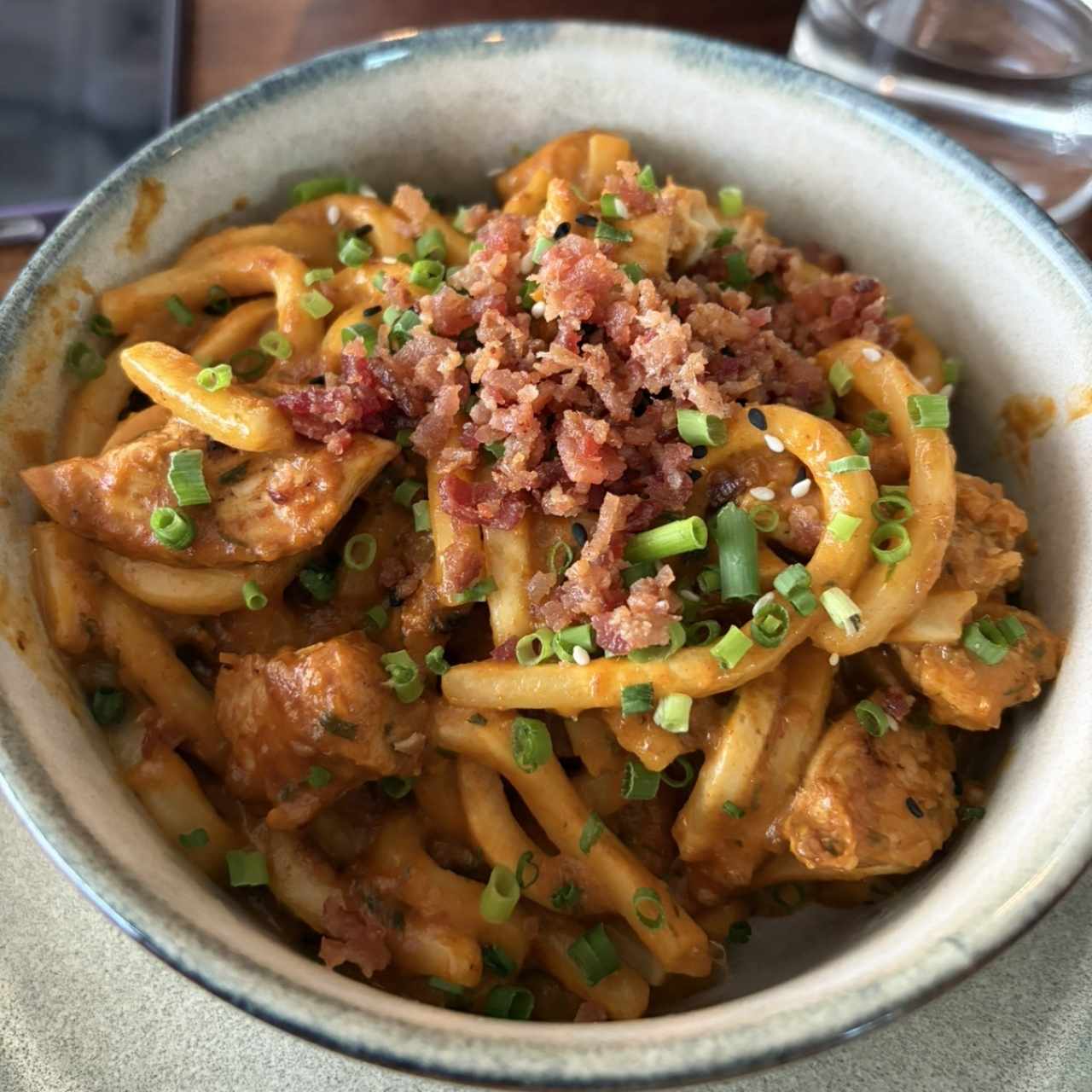 Creamy Bacon Kimchi Udon