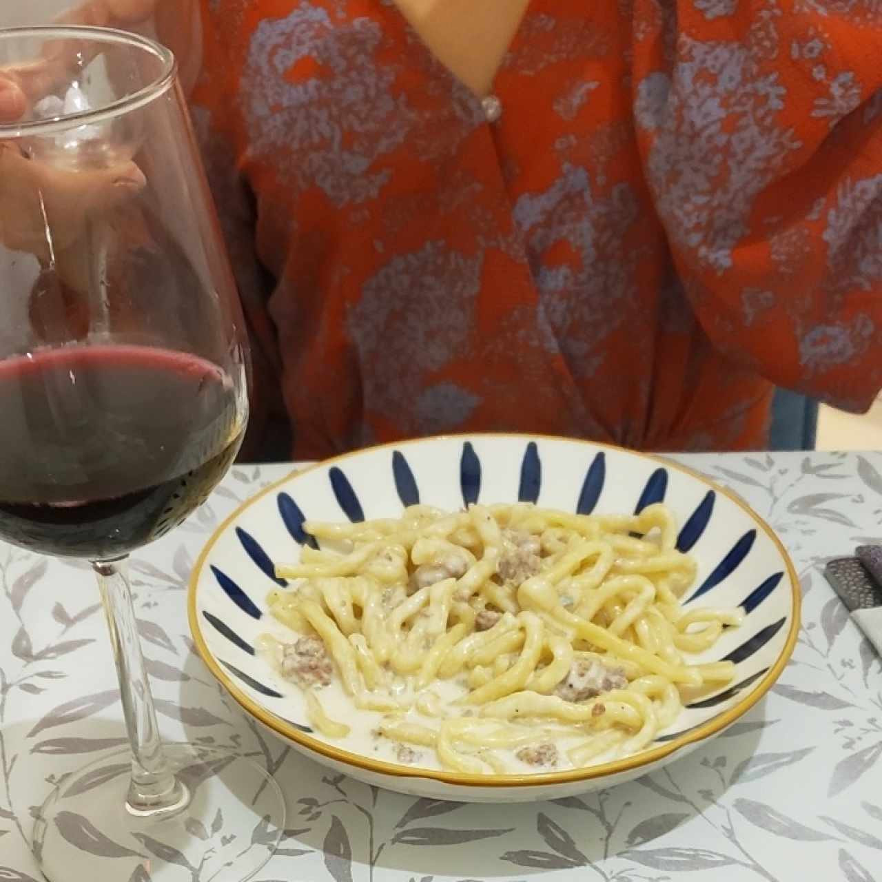 strozzapreti romagnioli de chorizo con gorgonzola