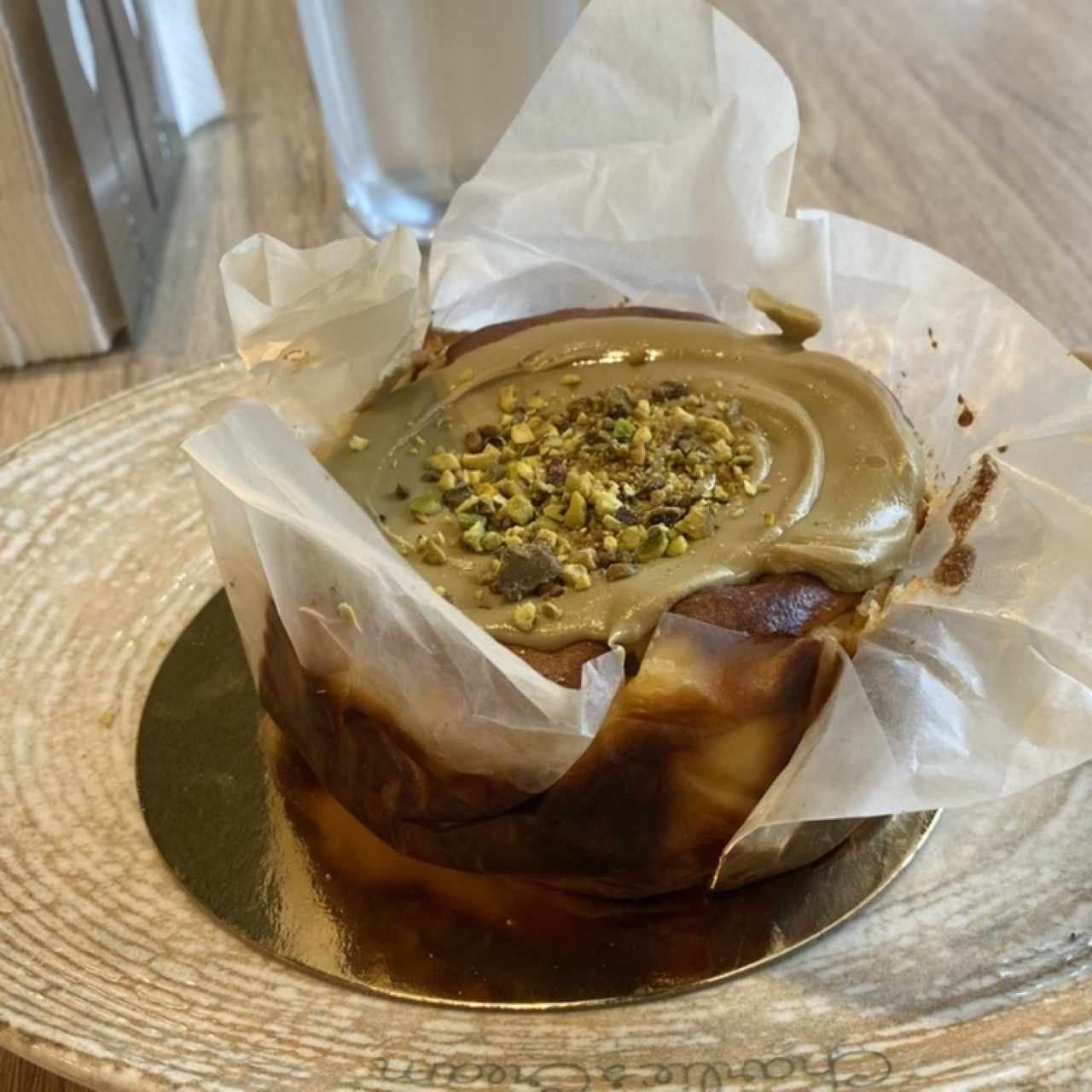 Tarta vasca de pistacho