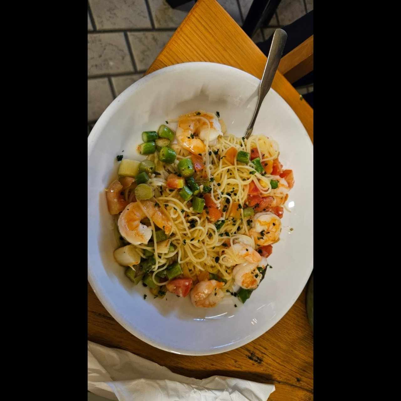 spaguetti de camarones