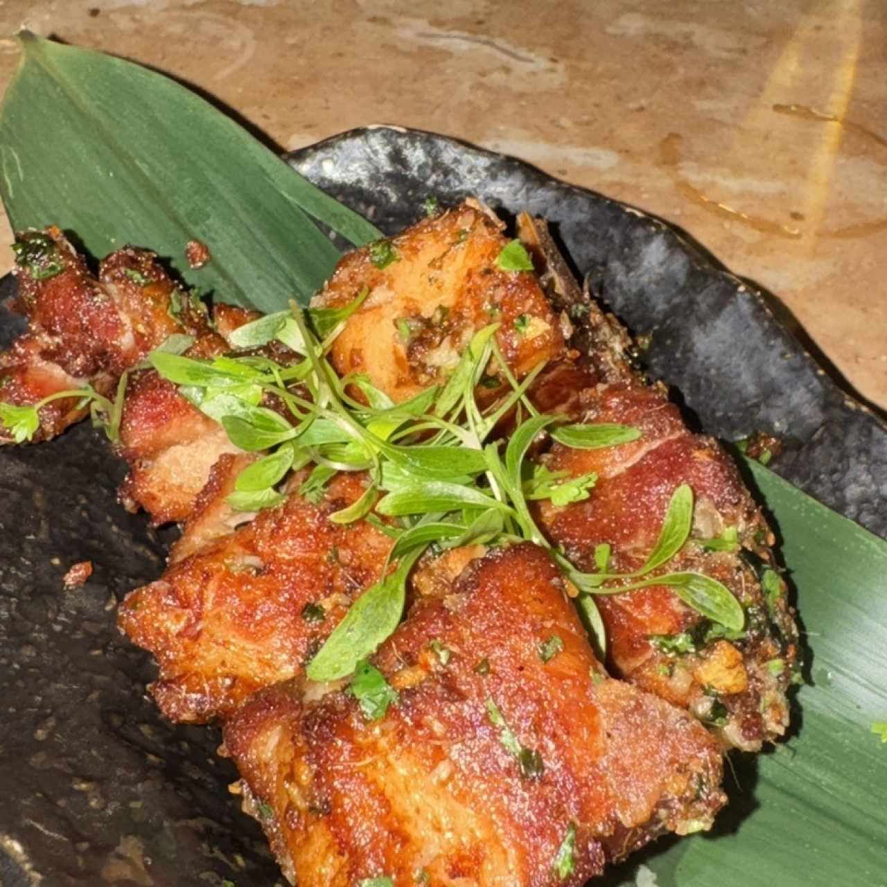 Taquitos de pork belly 