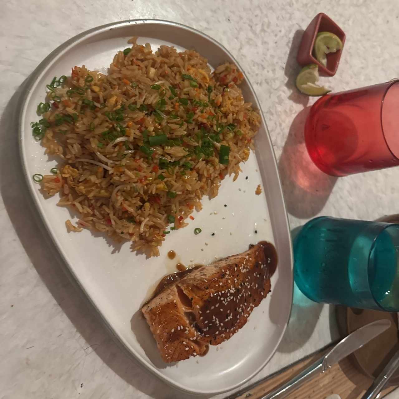 Yakimeshi salmon