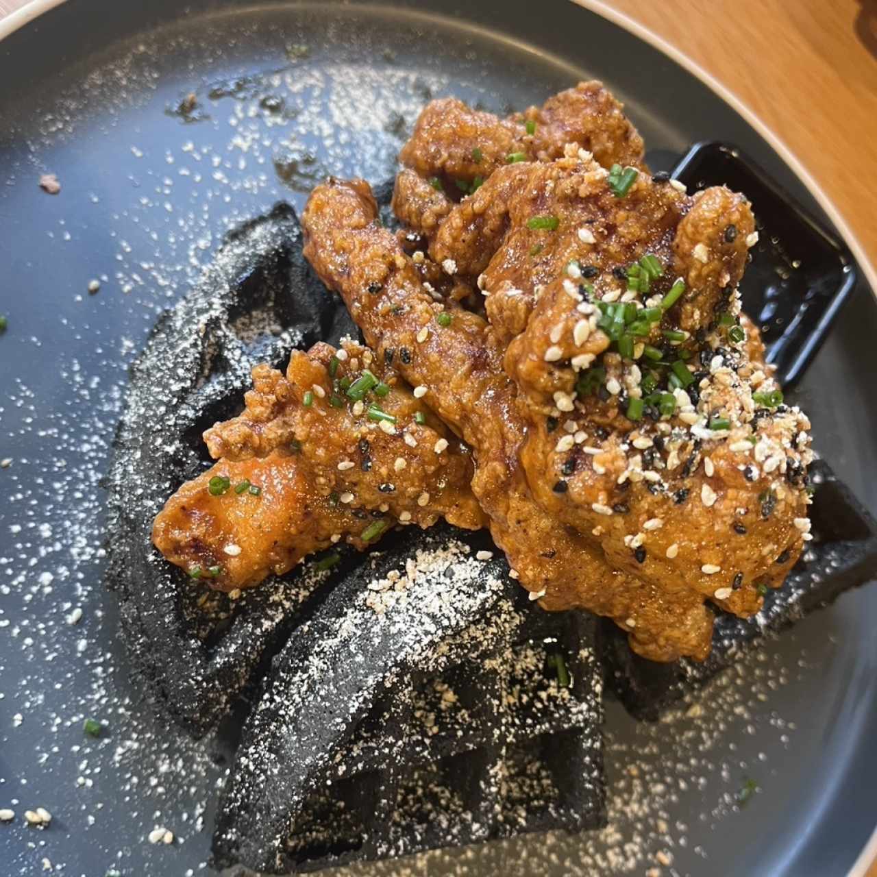 BLACK SESAME WAFFLE & SPICY HONEY BUTTER CHICKEN