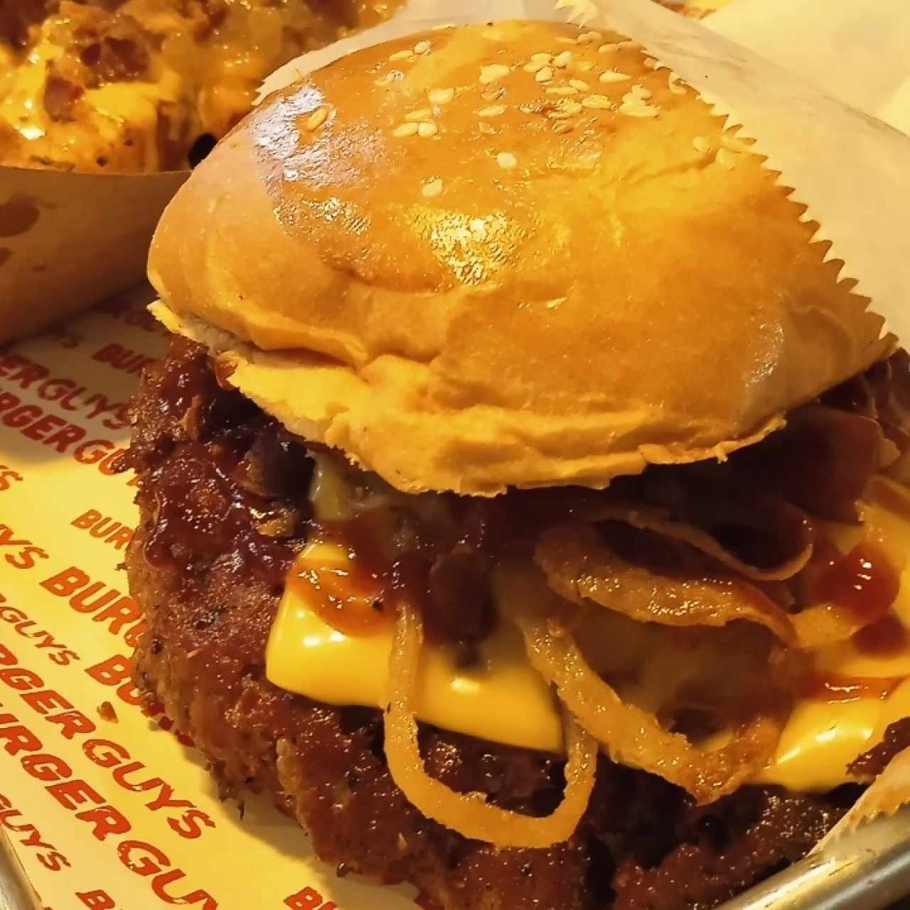 Crispy Onion Bacon BBQ Burger