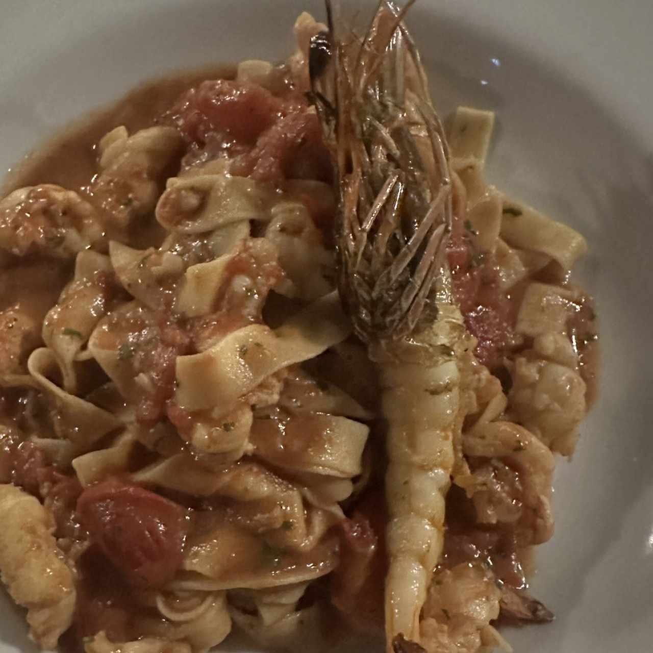 Pasta con langostinos