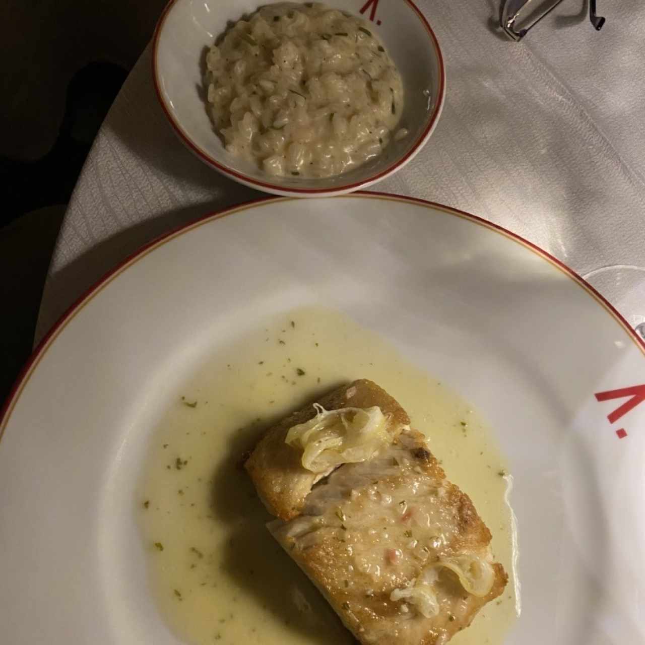 Pesca del dia acompañado con rissotto