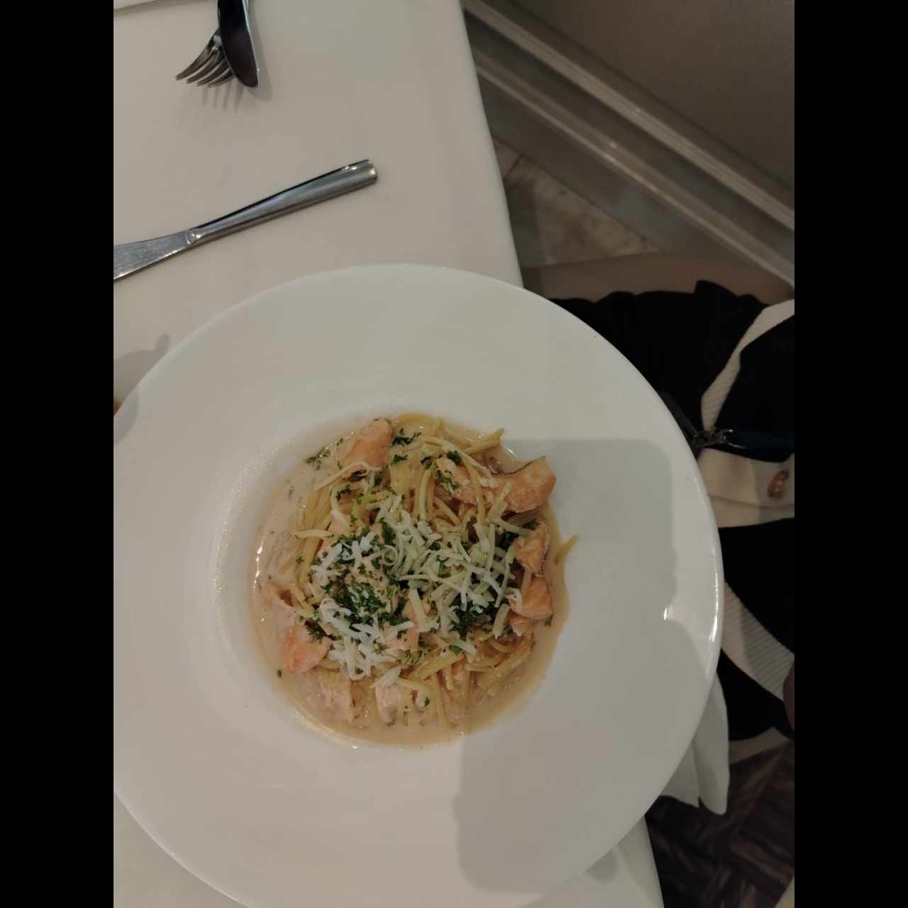 Spaguetti con salmón 