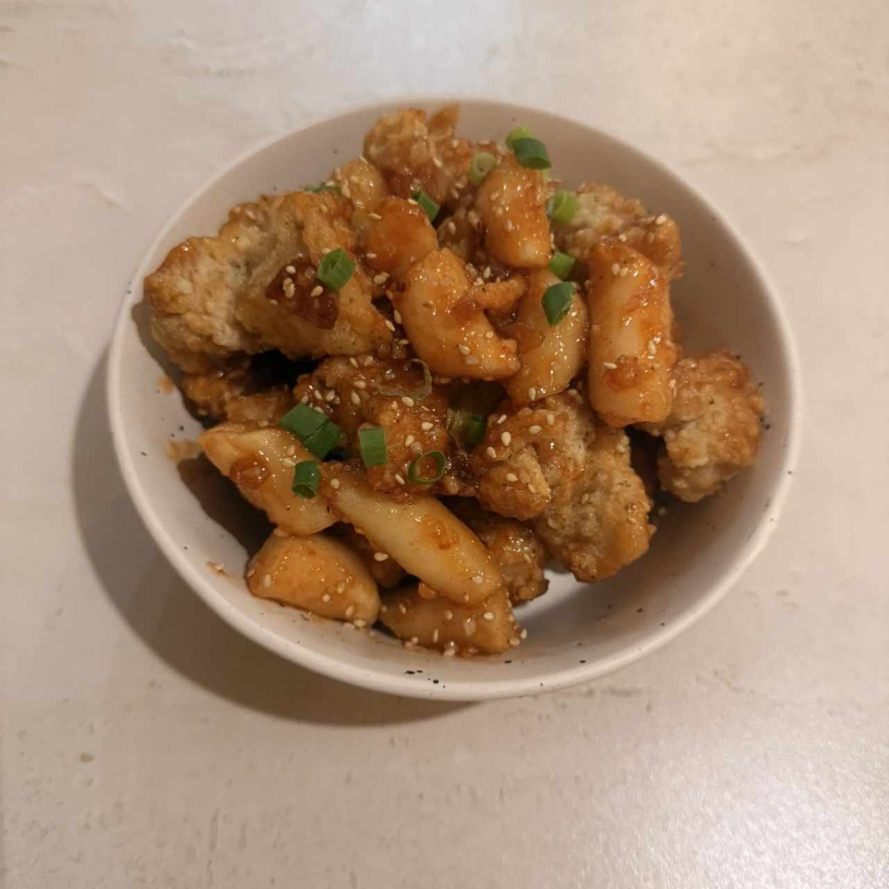 Popcorn Chicken with Rice Cake 