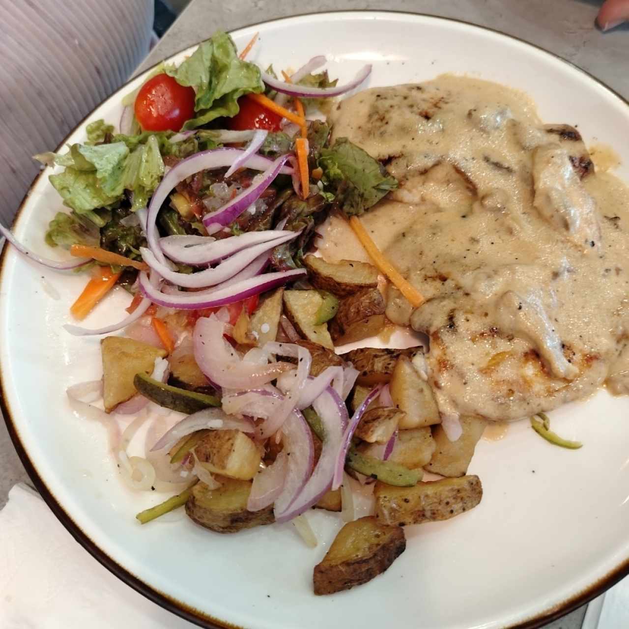 Pollo en salsa de hongos 
