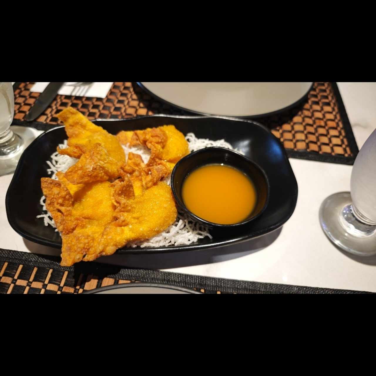 wanton con langostinos 