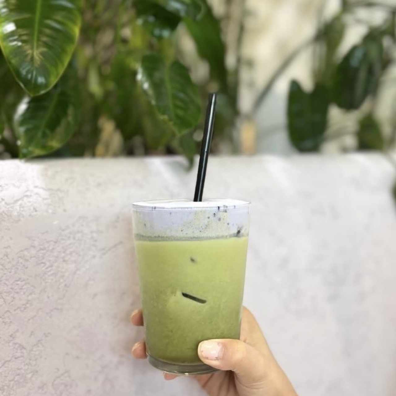 Matcha com espuma de lavanda