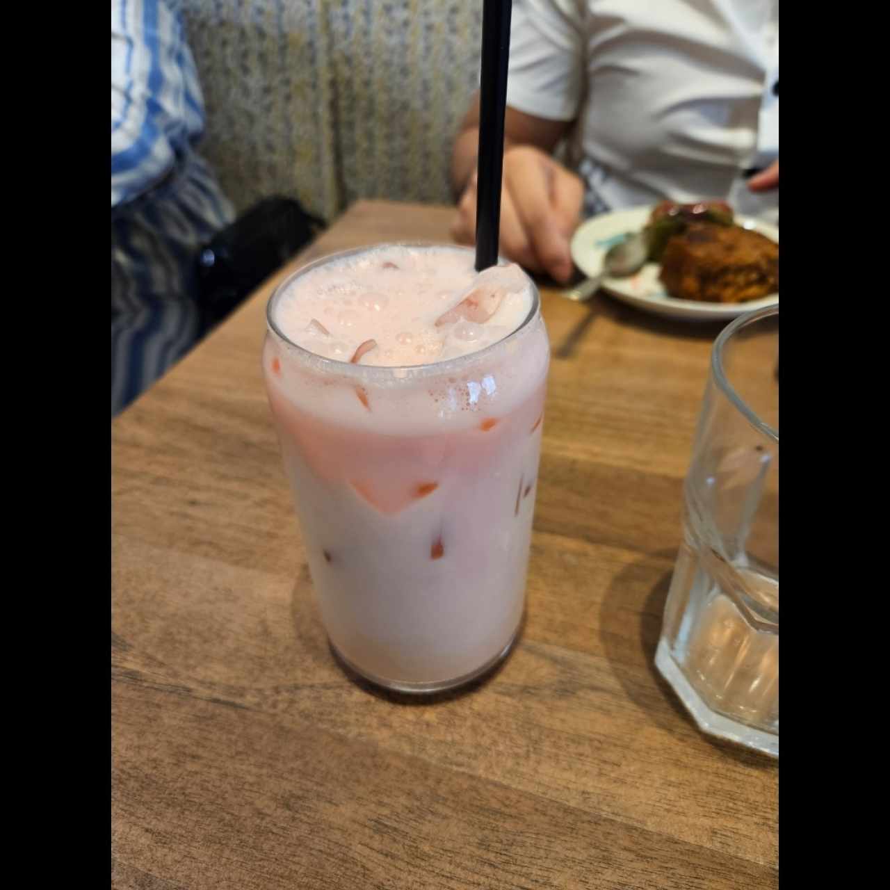 cherry blossom chai iced latte