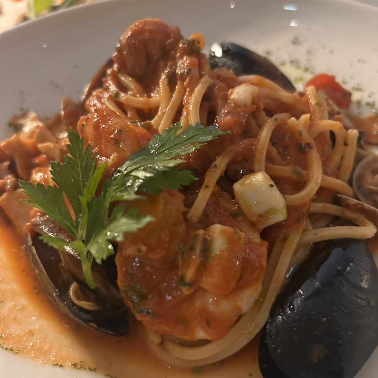 Espagueti con marisco
