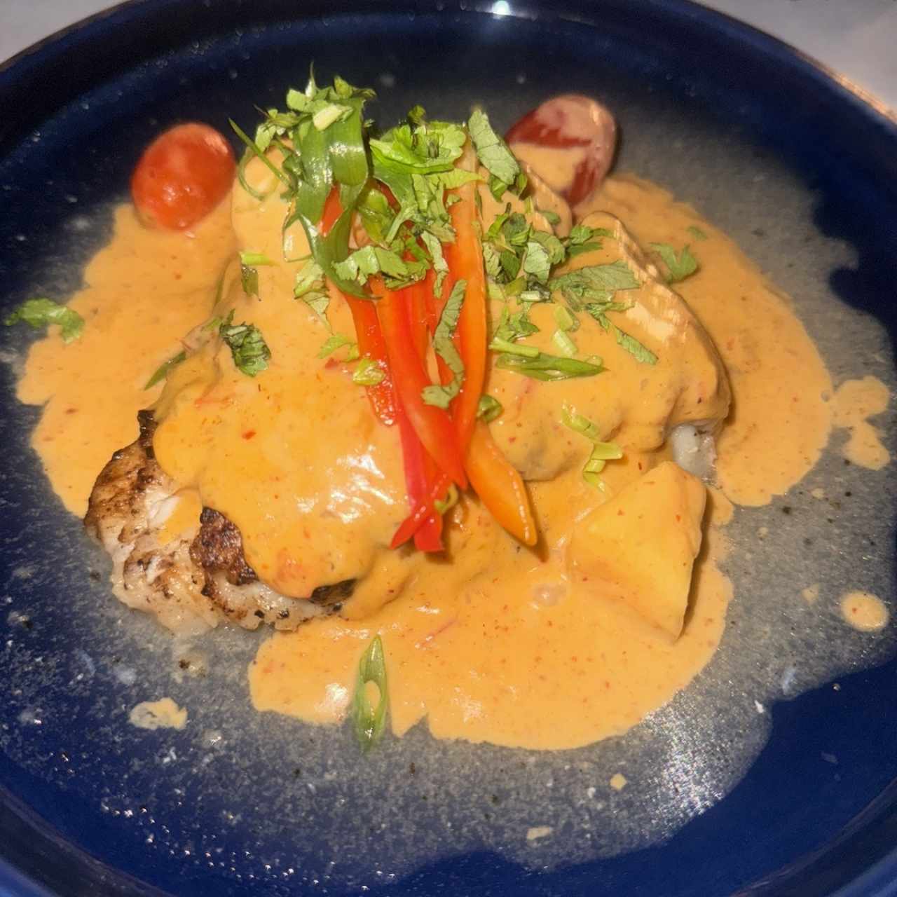 Corvina al curry y coco