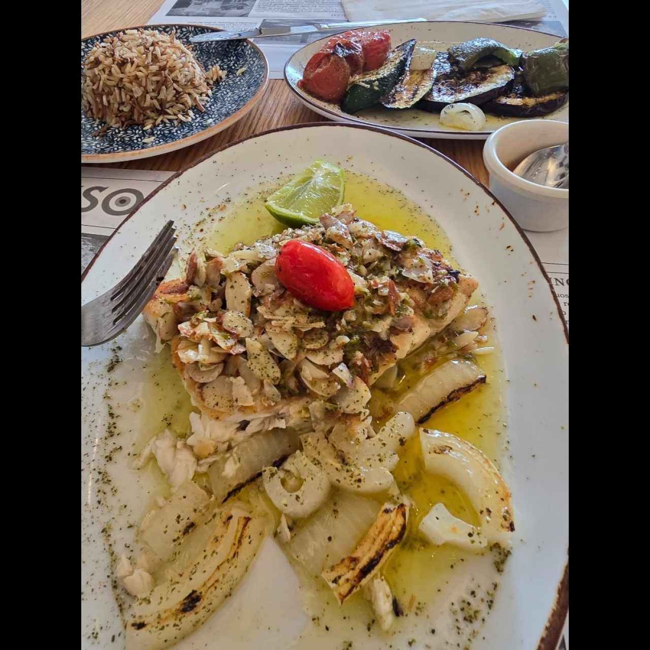 Robalo en salsa de almendras