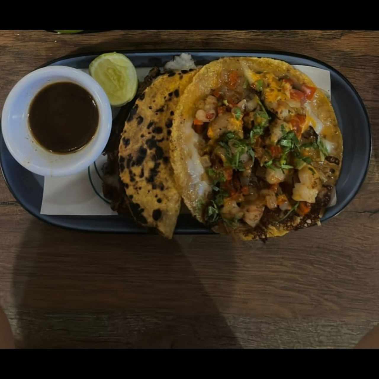 Taco de camarón 🦐 y taco la Birria