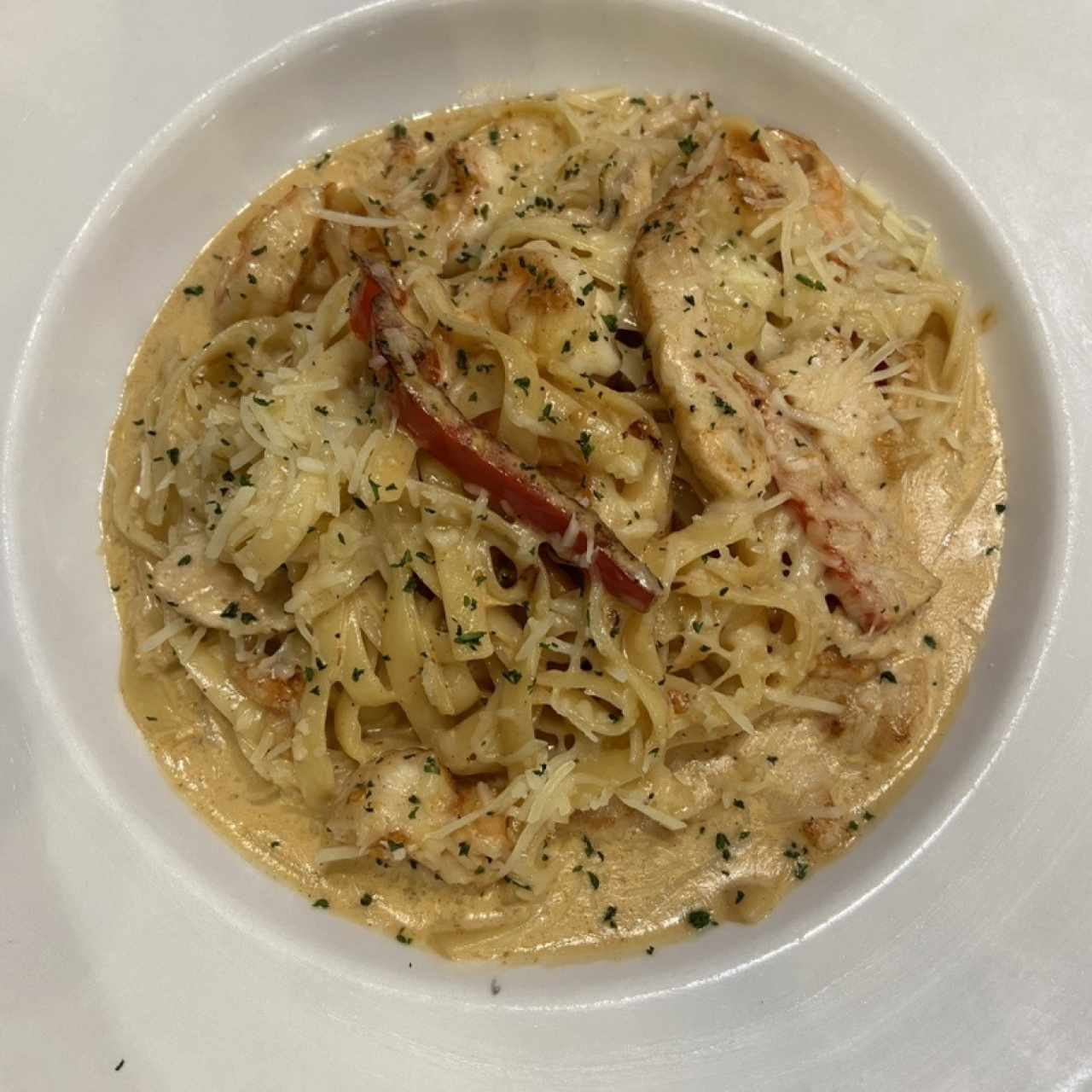 Pasta con camarones