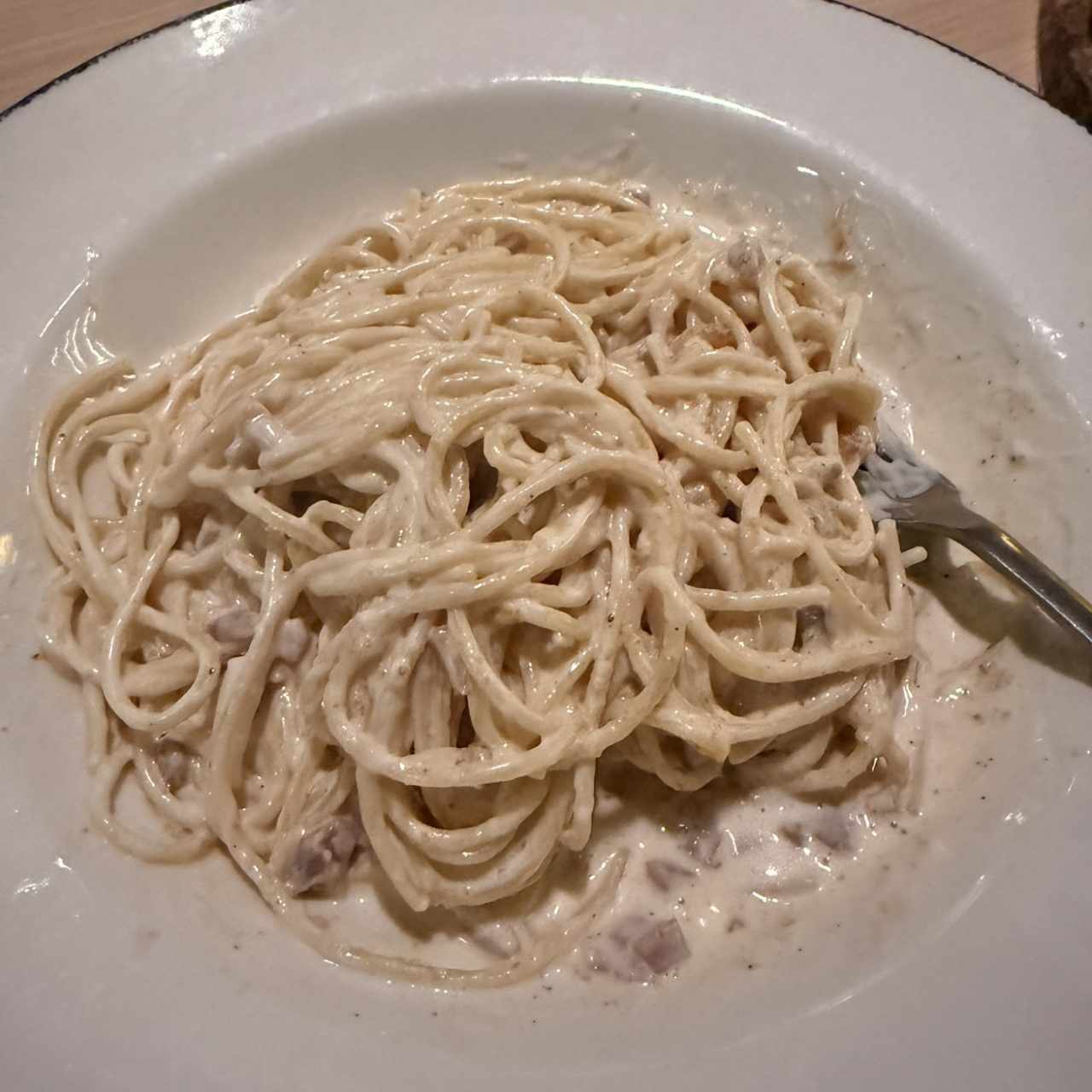 SPAGHETTI ALFREDO E PROSCIUTTO