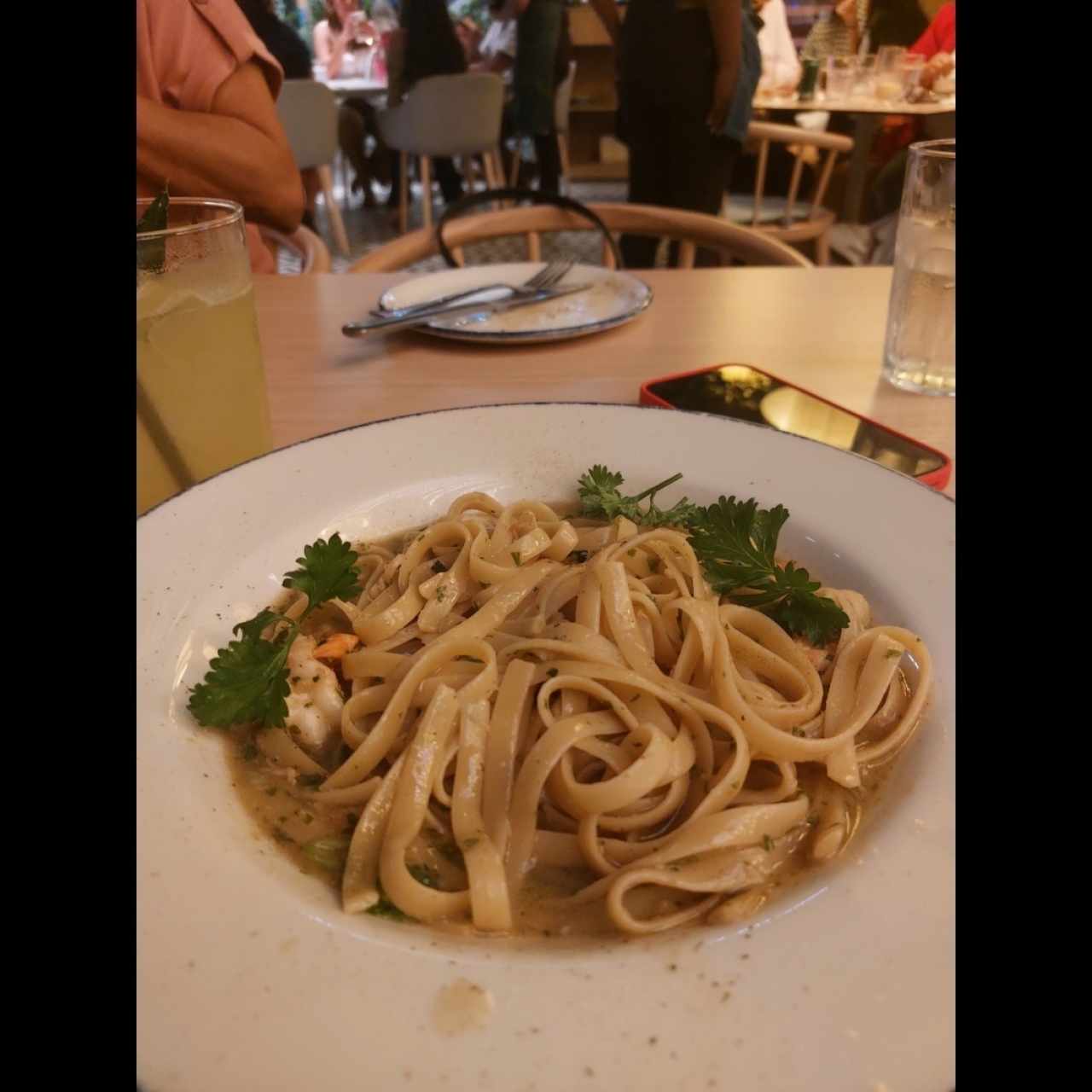 Fetuccini con camarones