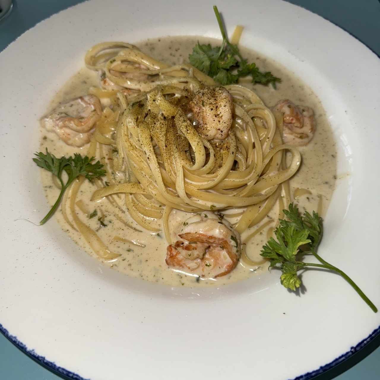 FETUCCINI AGLIO, OLIO E GAMBERETTI