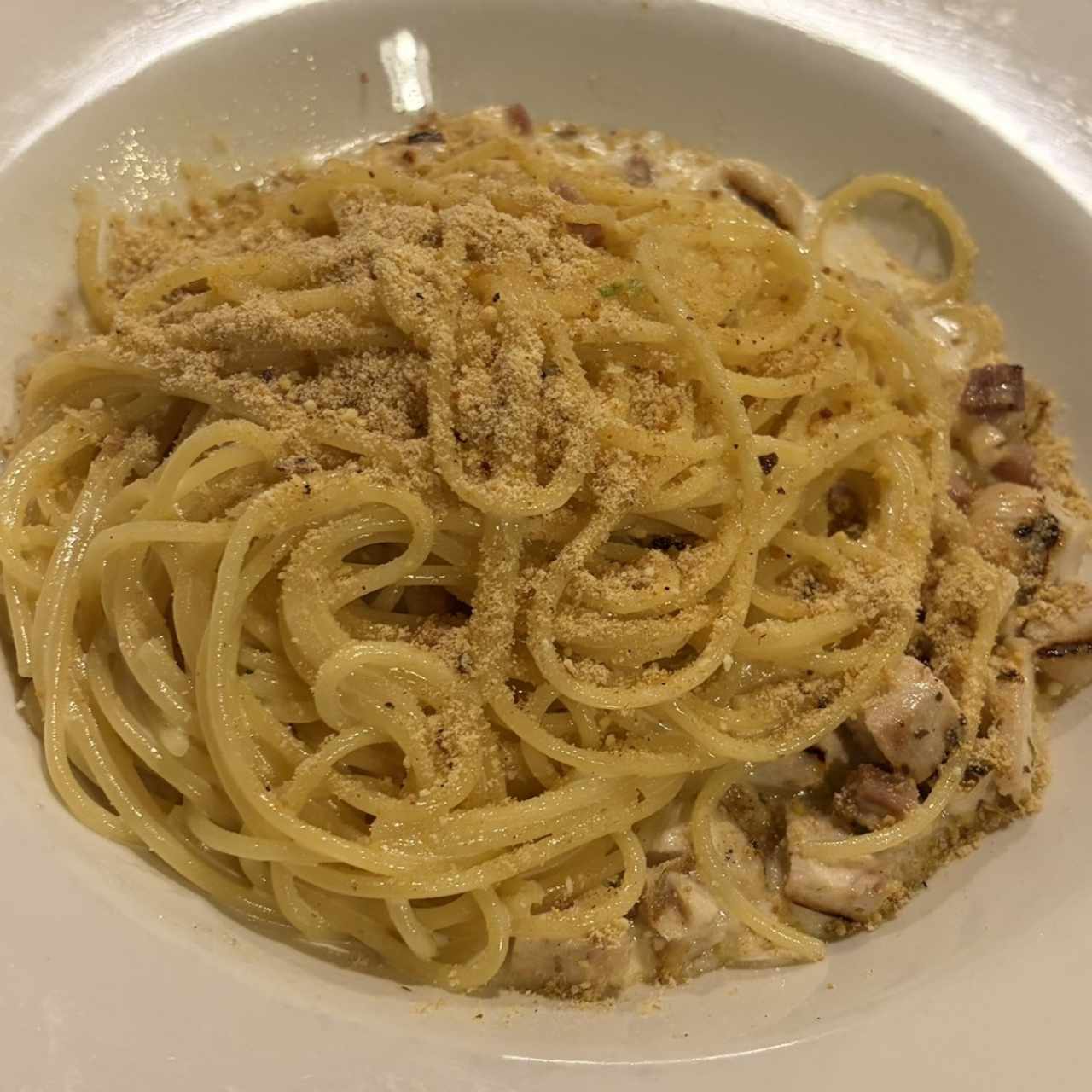 SPAGHETTI ALFREDO E PROSCIUTTO