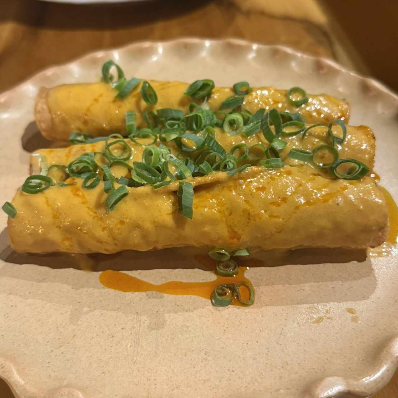 Flautas de pollo y camarones