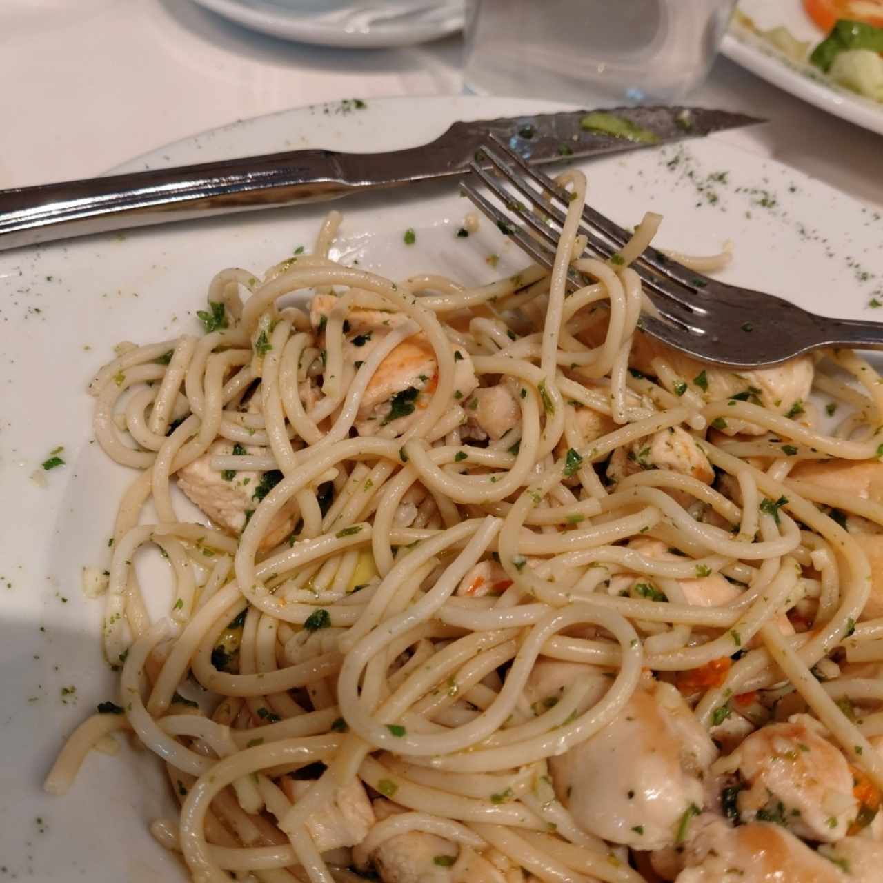 spaguetti con pollo