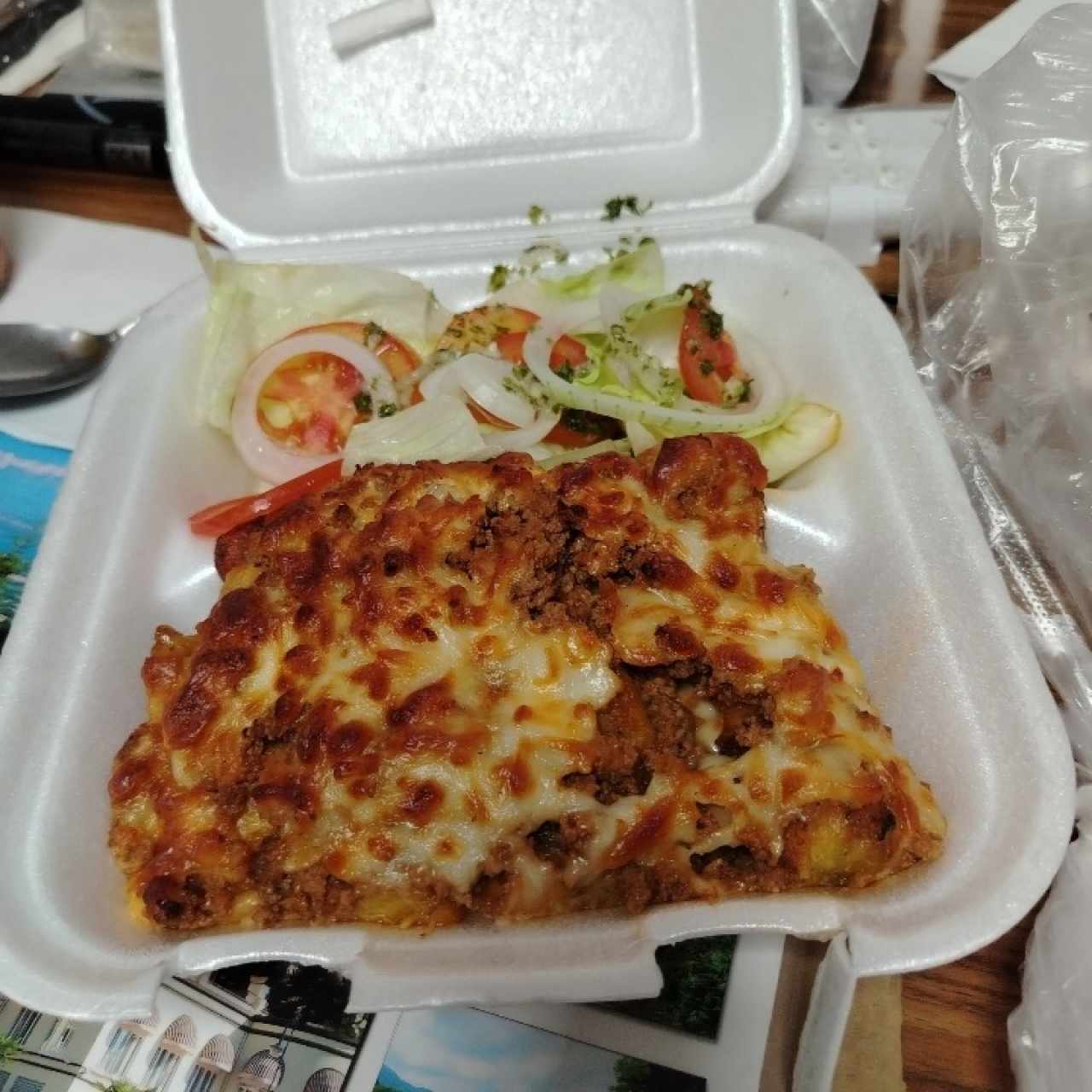 Lasagña de plátano maduro con carne molida 
