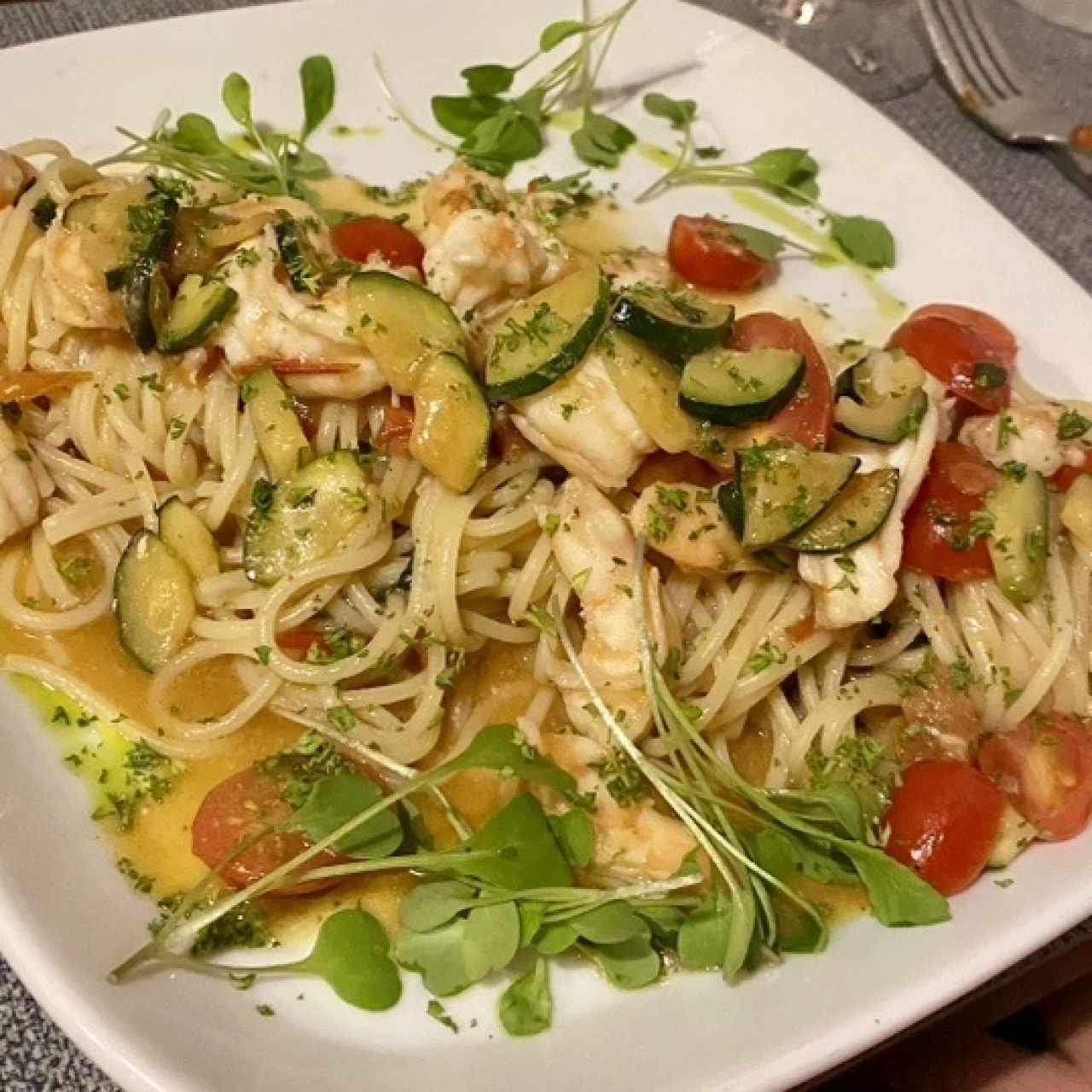 Spaguetti con Camarones