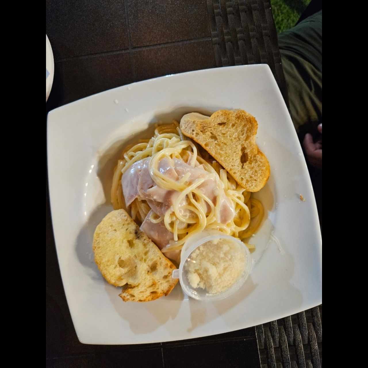 spaguetti de jamon salsa blanca