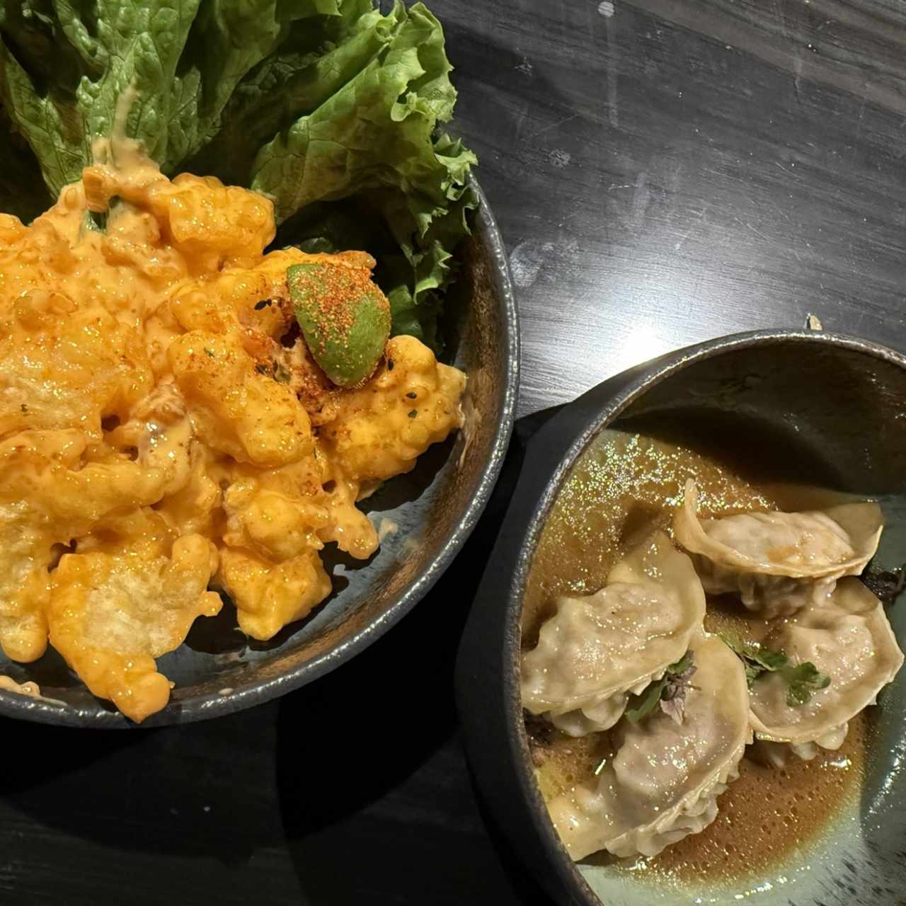 Rock Shrimp tempura / Rib eye gyozas