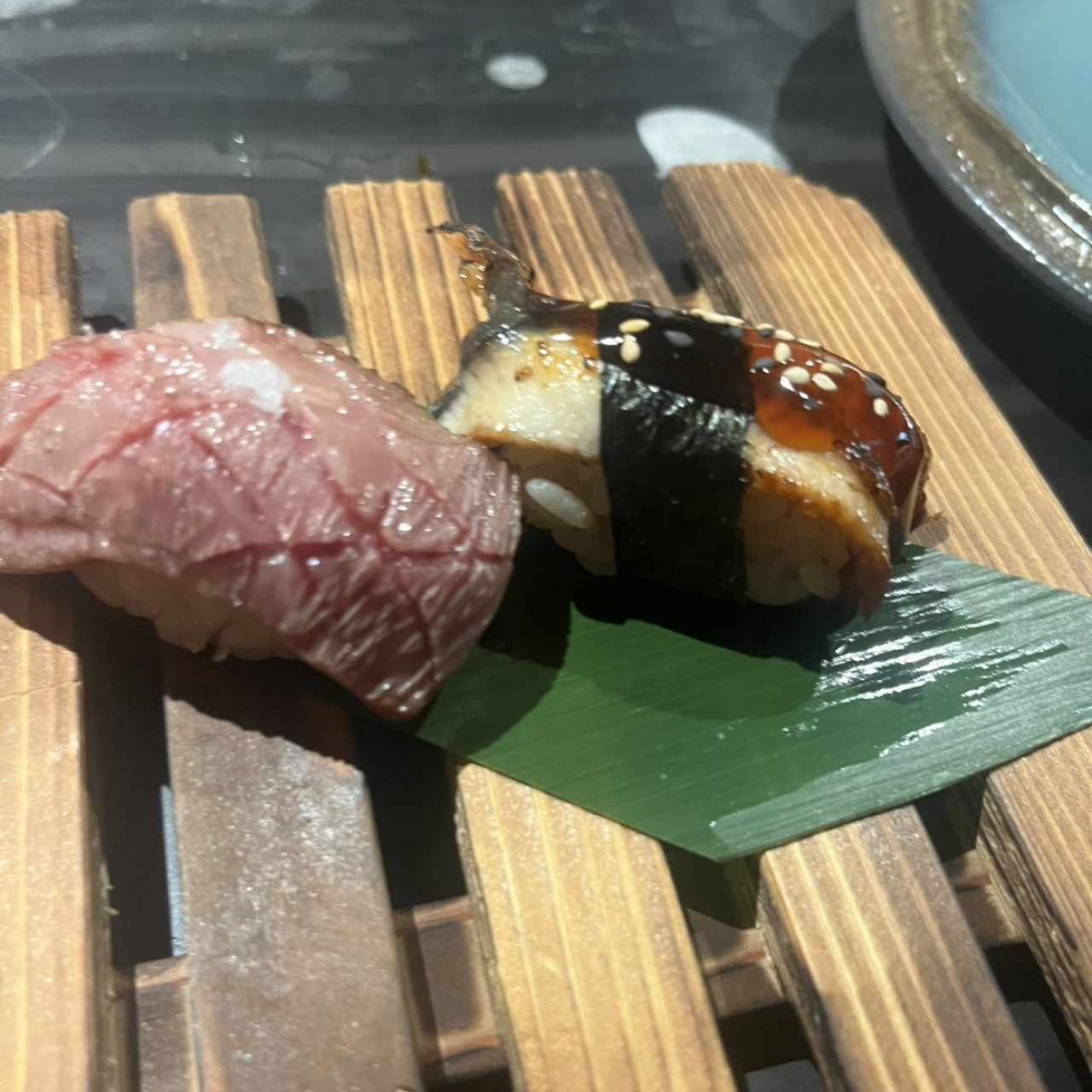 Nigiri de Wagyu y Unagi