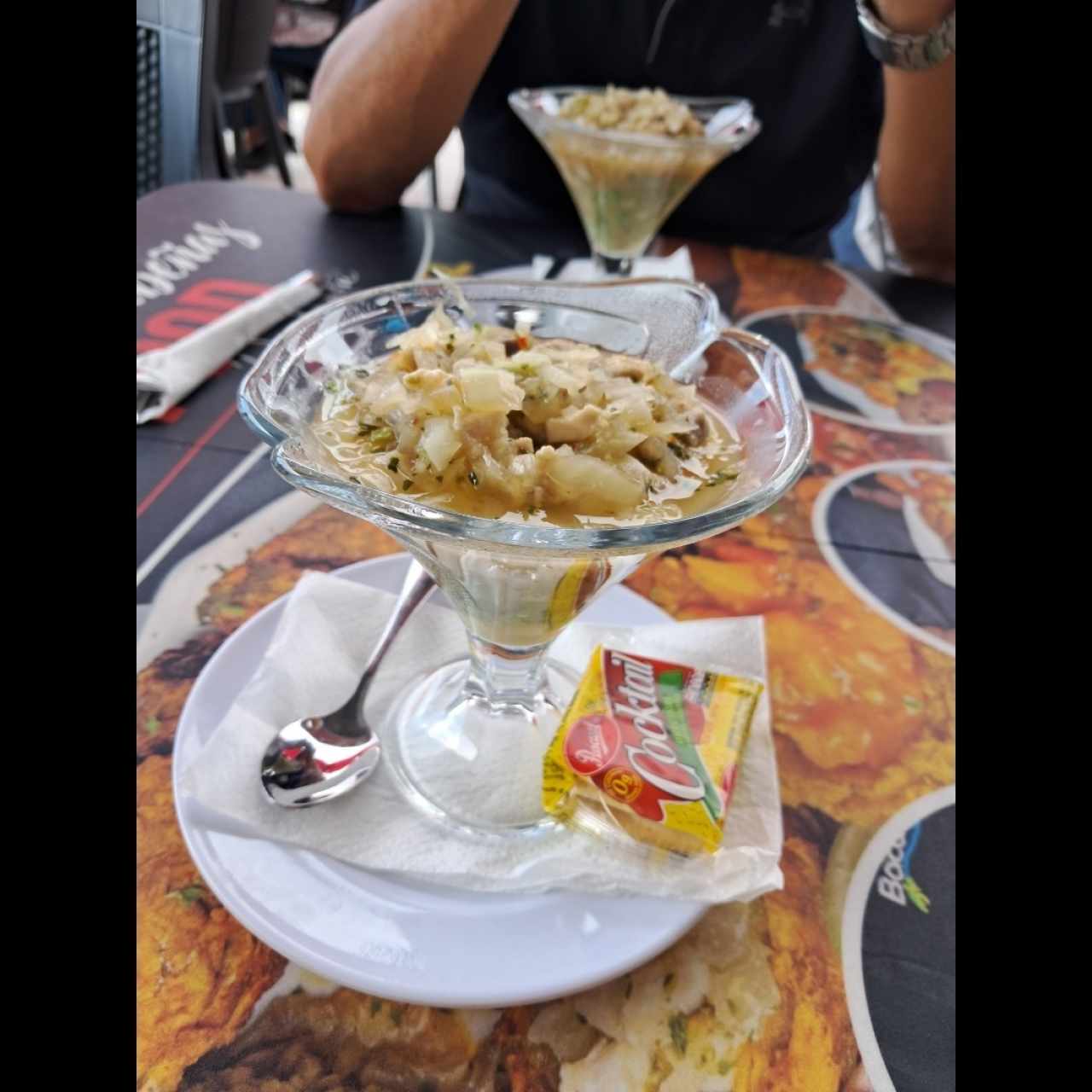 El ceviche de corvina un poquito picante pero rico