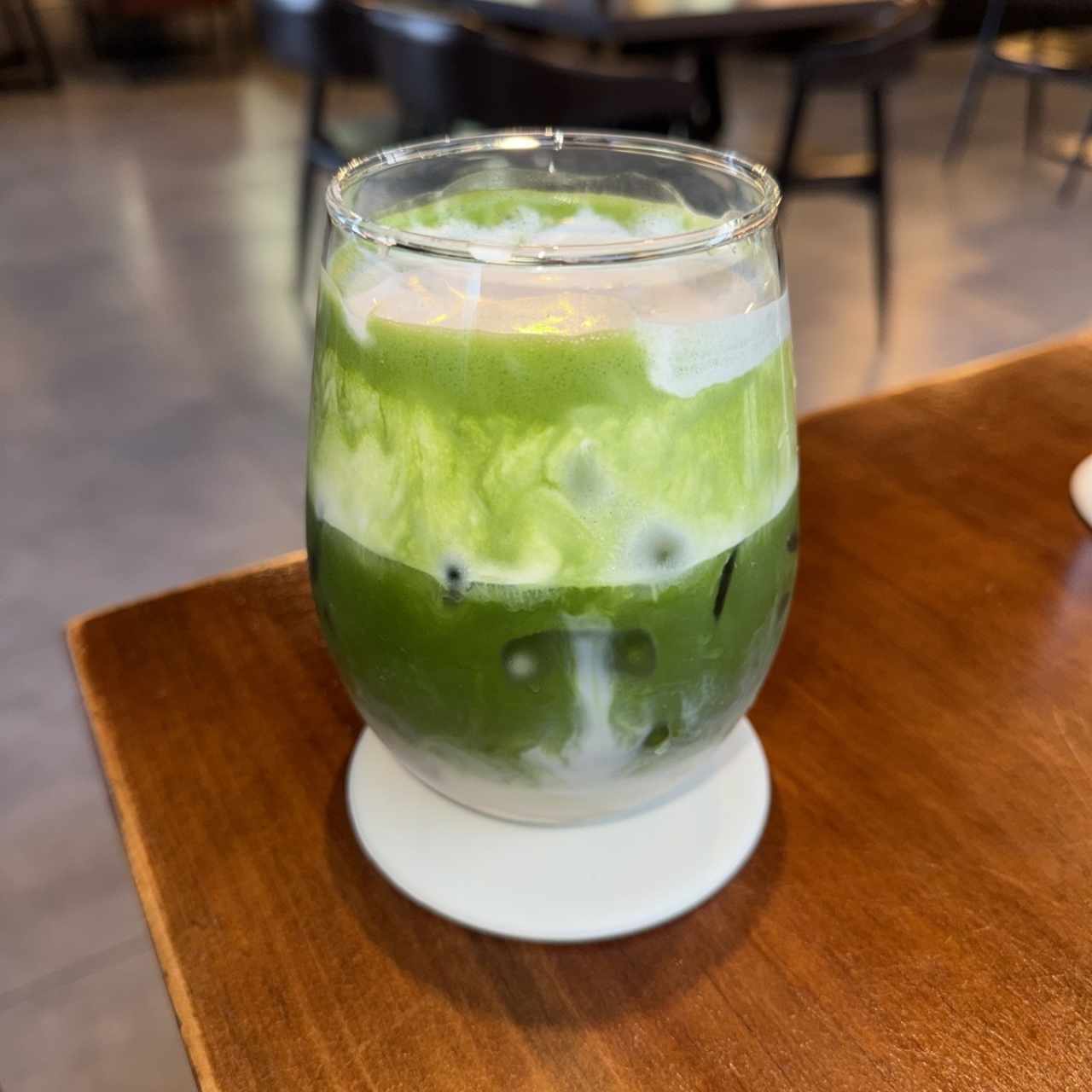 Honey foam matcha latte