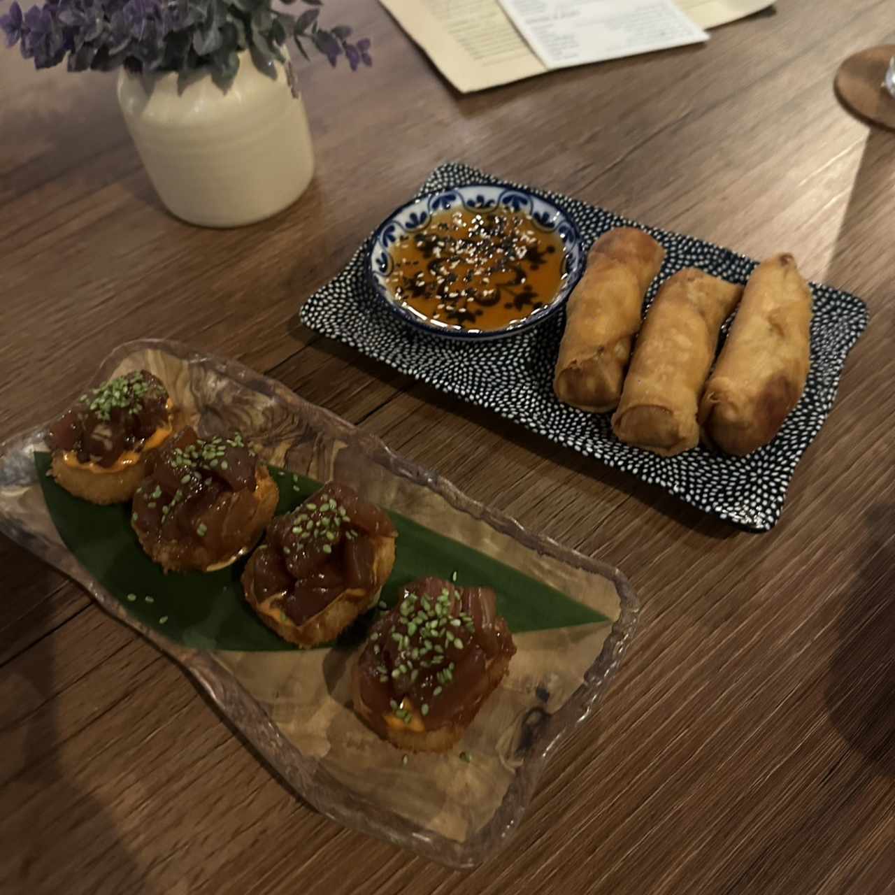 Yuca y atun, rollitos primavera de pollo! 