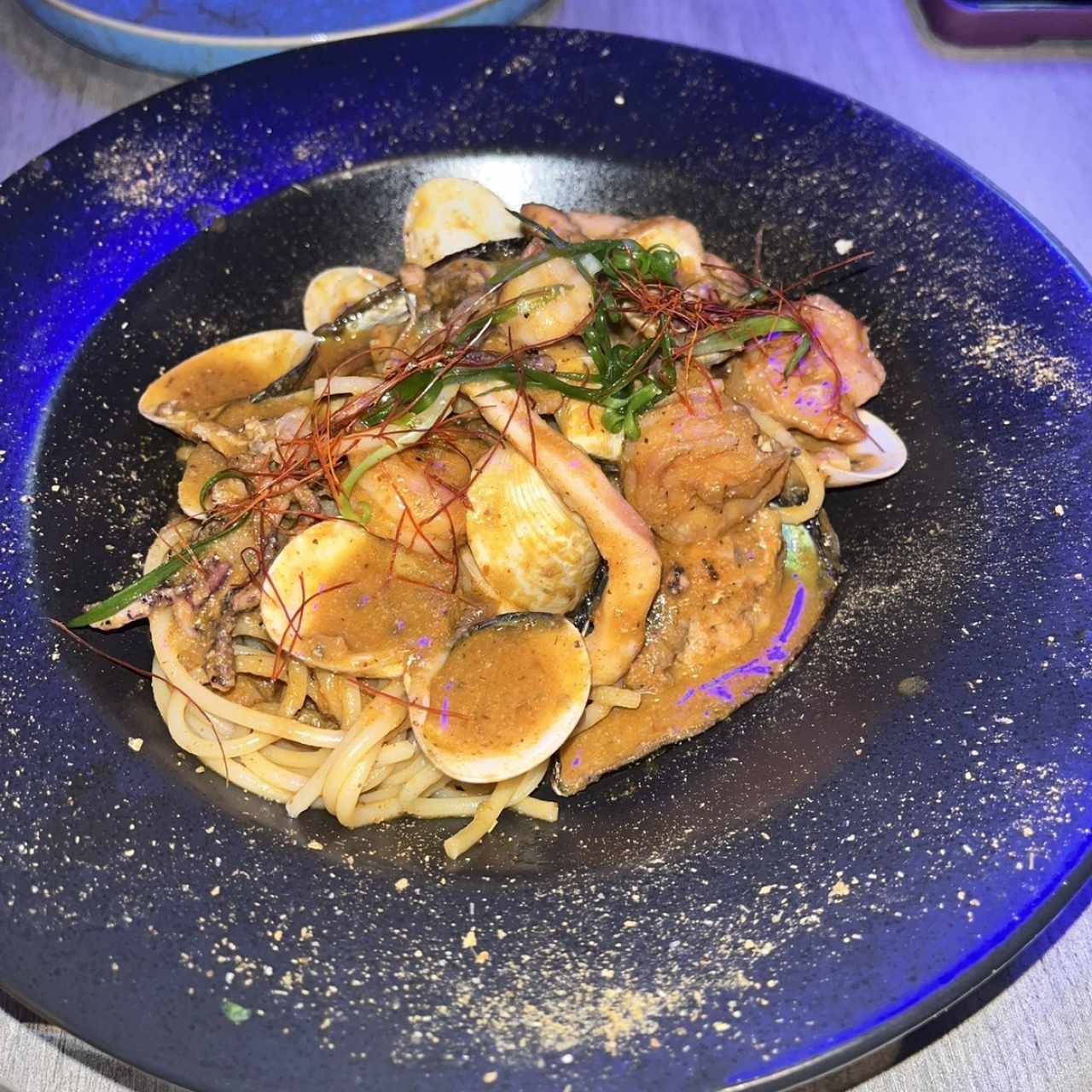 Linguini con mariscos