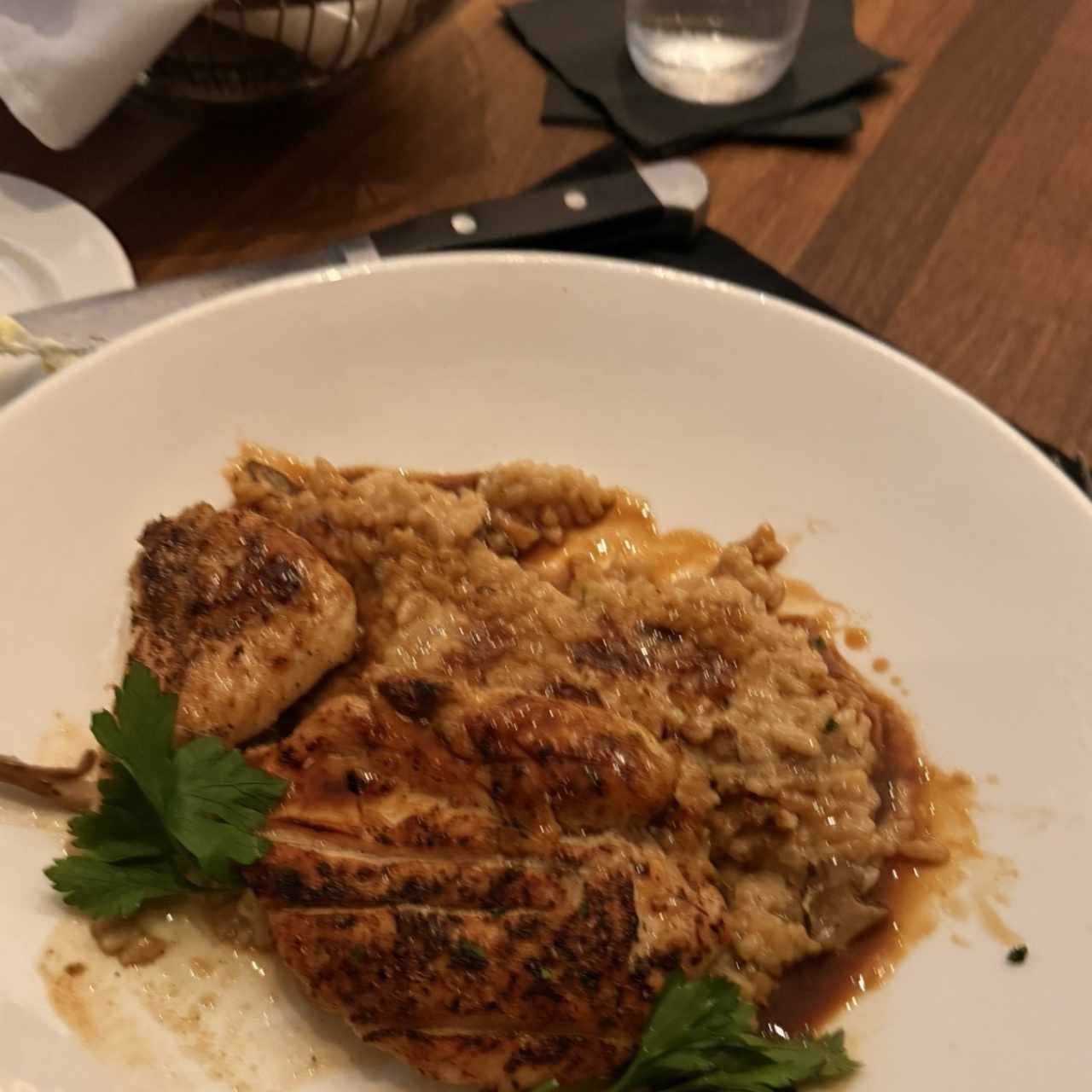 Pollo a la plancha con risotto