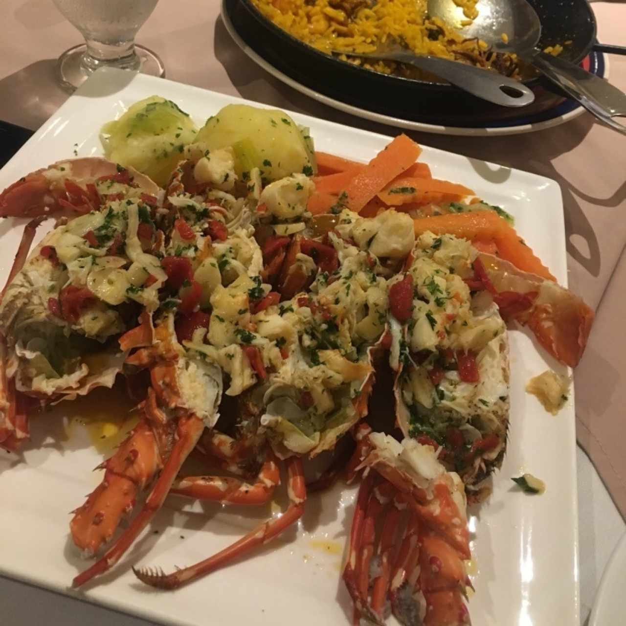 langosta con vegetales